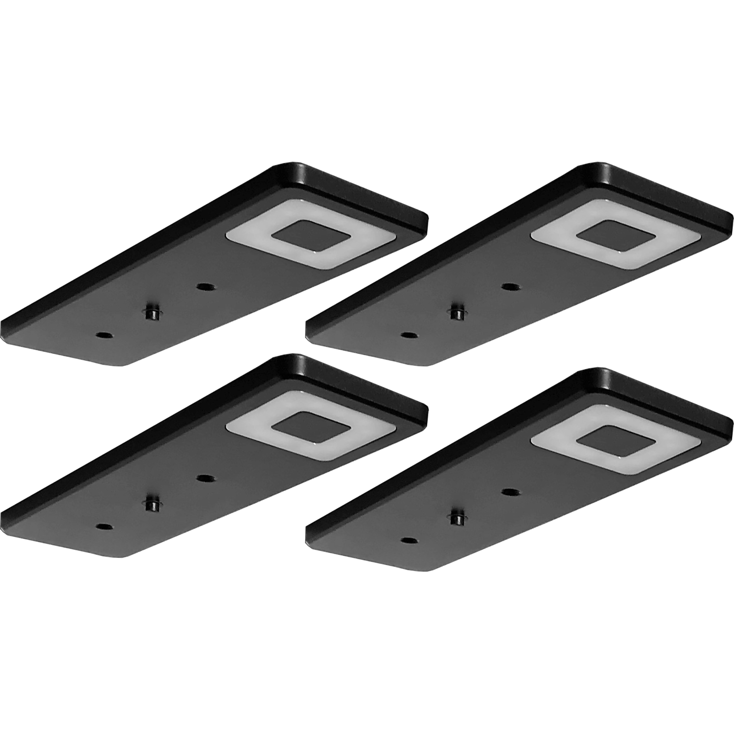 Set 4 led roeled 3W 3000K 12V zwart-centrale schakelaar - konvertor