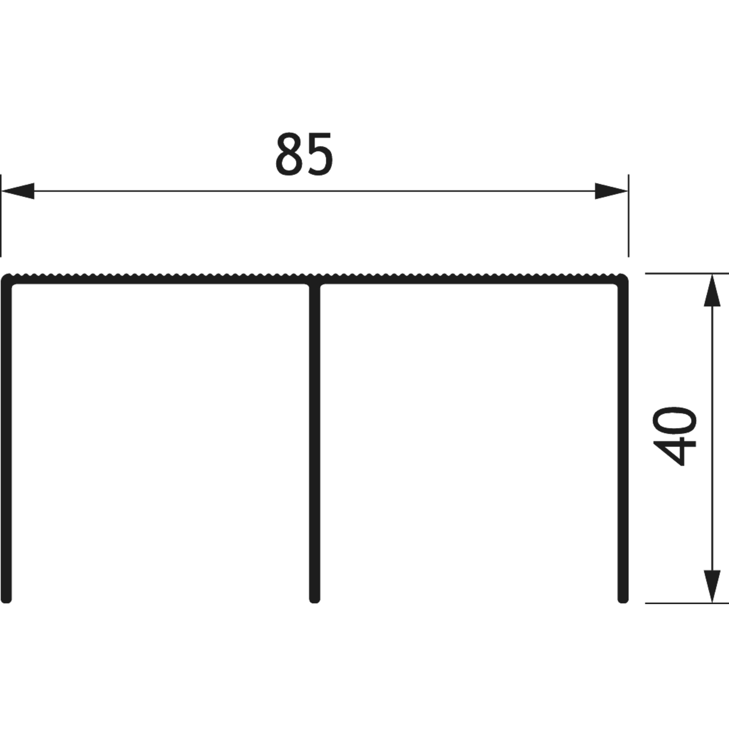 Dubbele bovenrail Terra S85 6m alu zwart