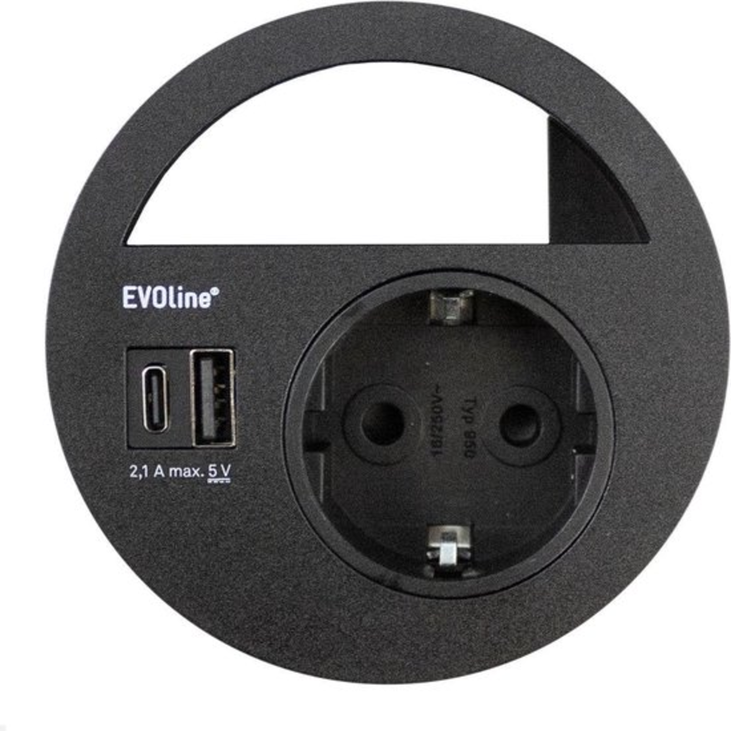 Evoline circle 80 b-f + usb ac zwart