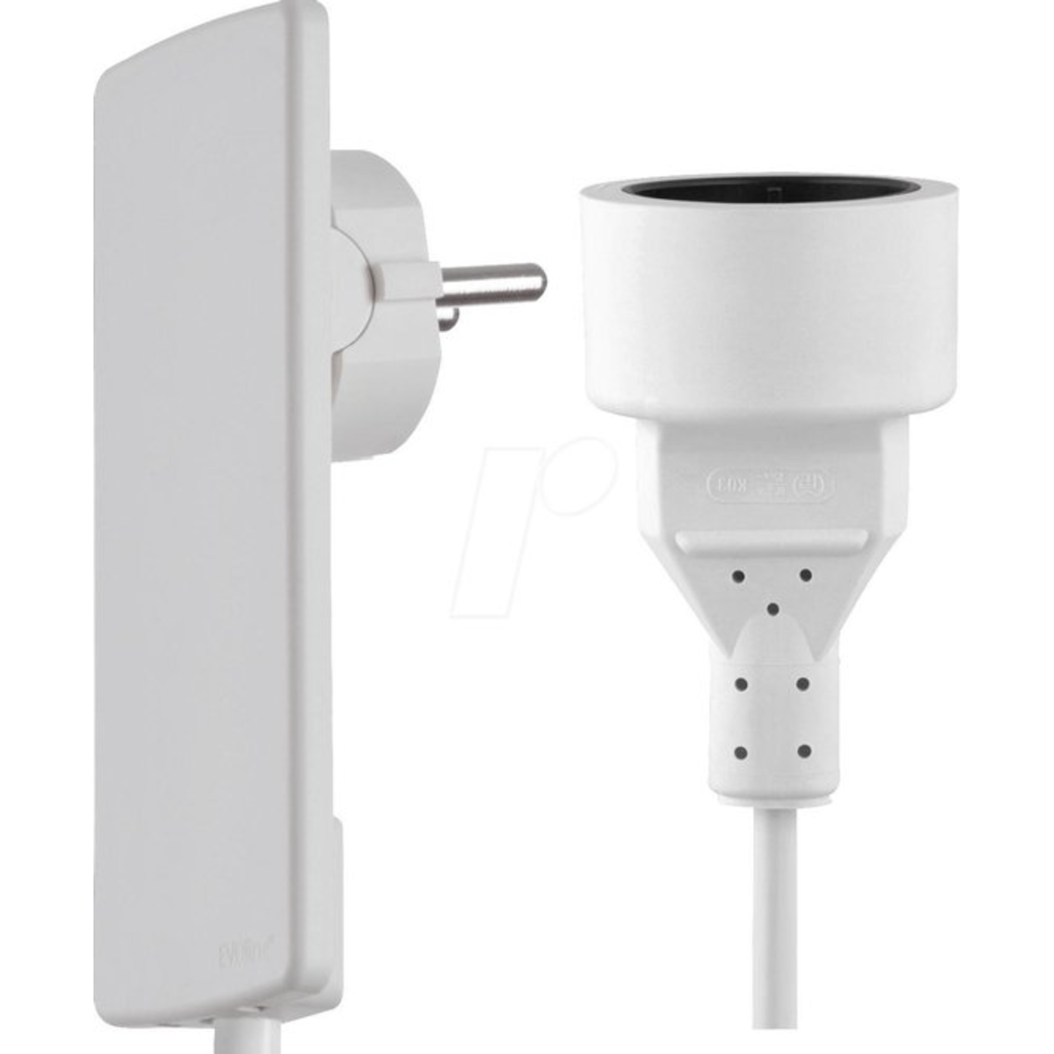Evoline extra platte plug+contrastekker nl wit1,5m 1,5m 250v/16a nl versie
