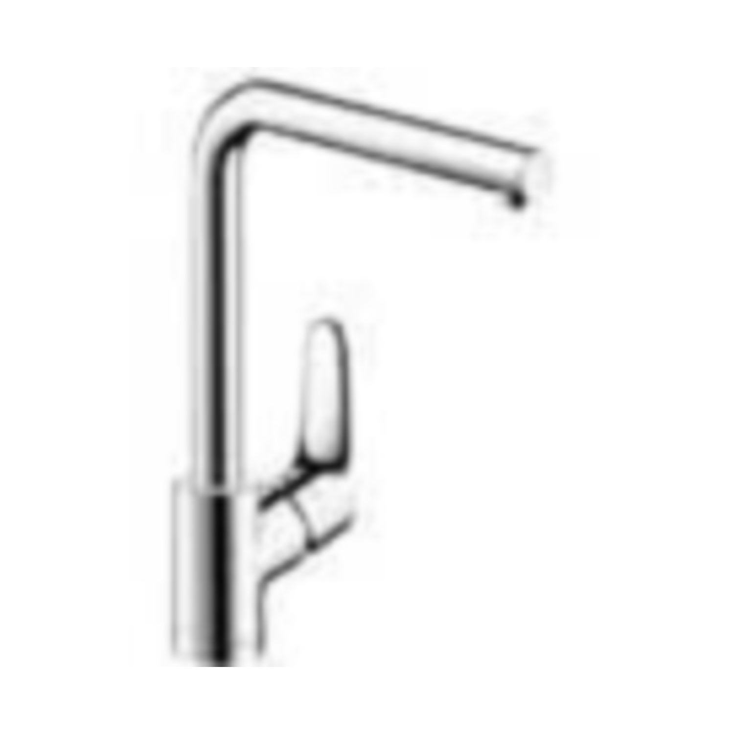 Hansgrohe Focus keukenmengkraan rechte hoge uitloop RVSlook