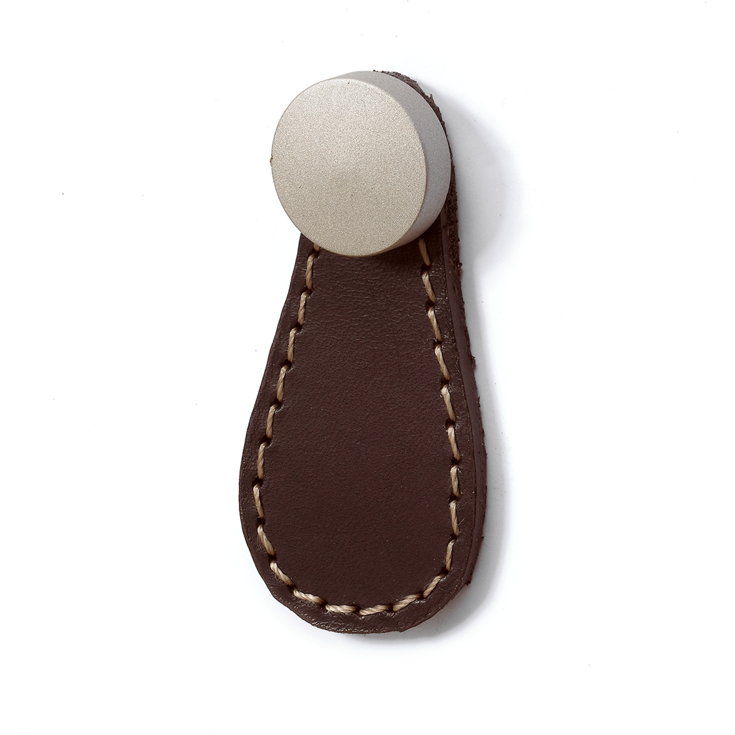 Knop Galati, L 27 mm, H 57 mm, donkerbruin leer