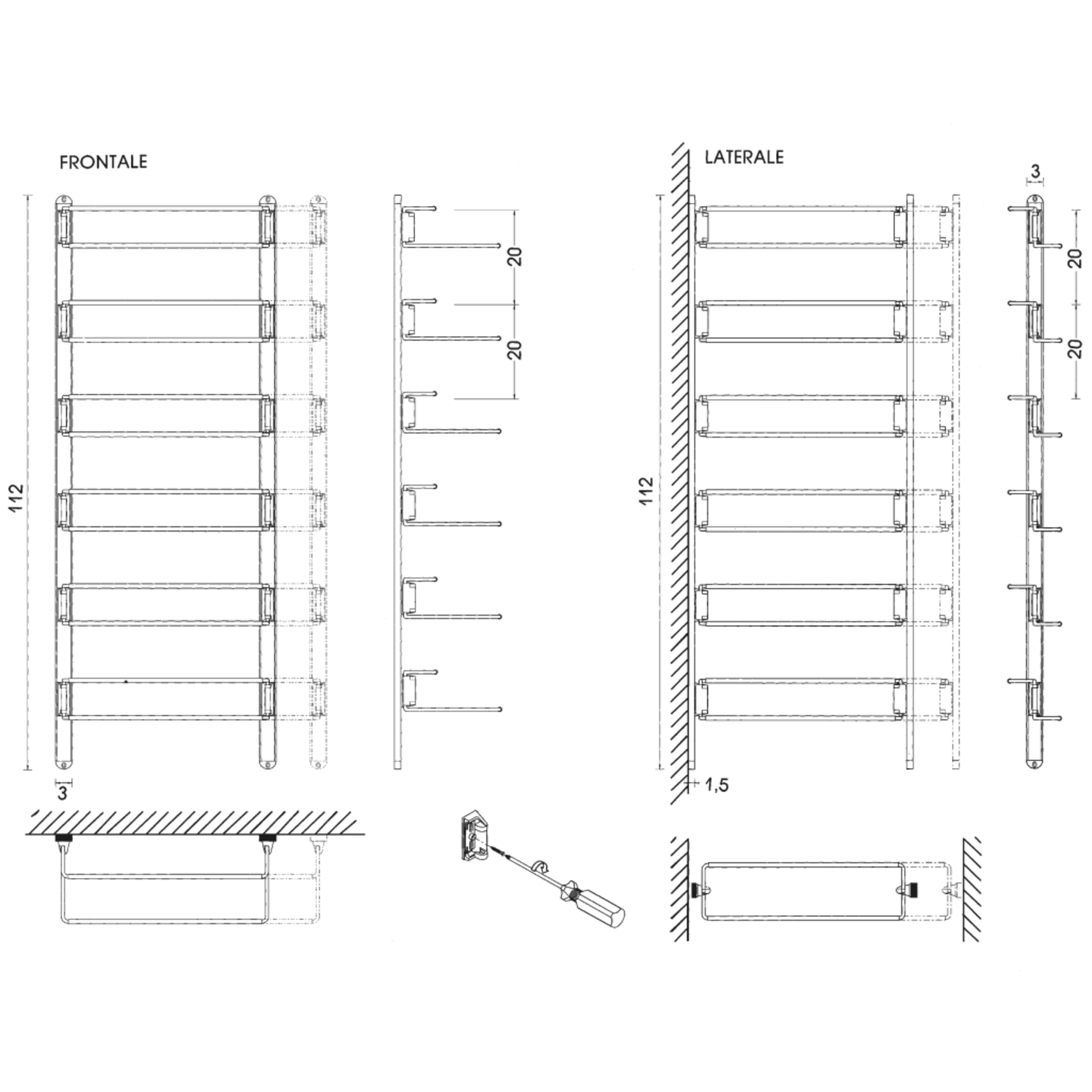 Lateraal schoenrek 480-830mm