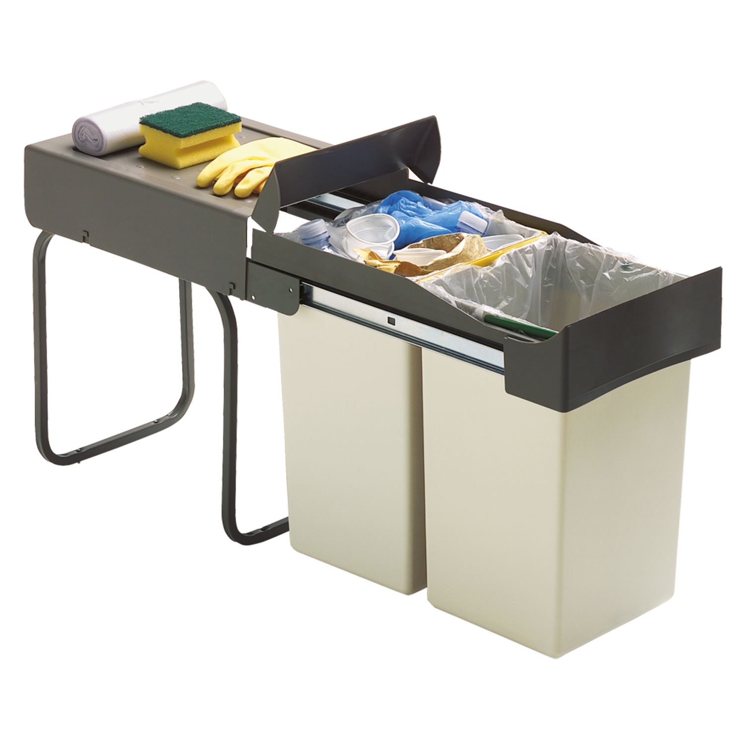 Afvalemmer 227 28 L grijs (14 L +14 l)