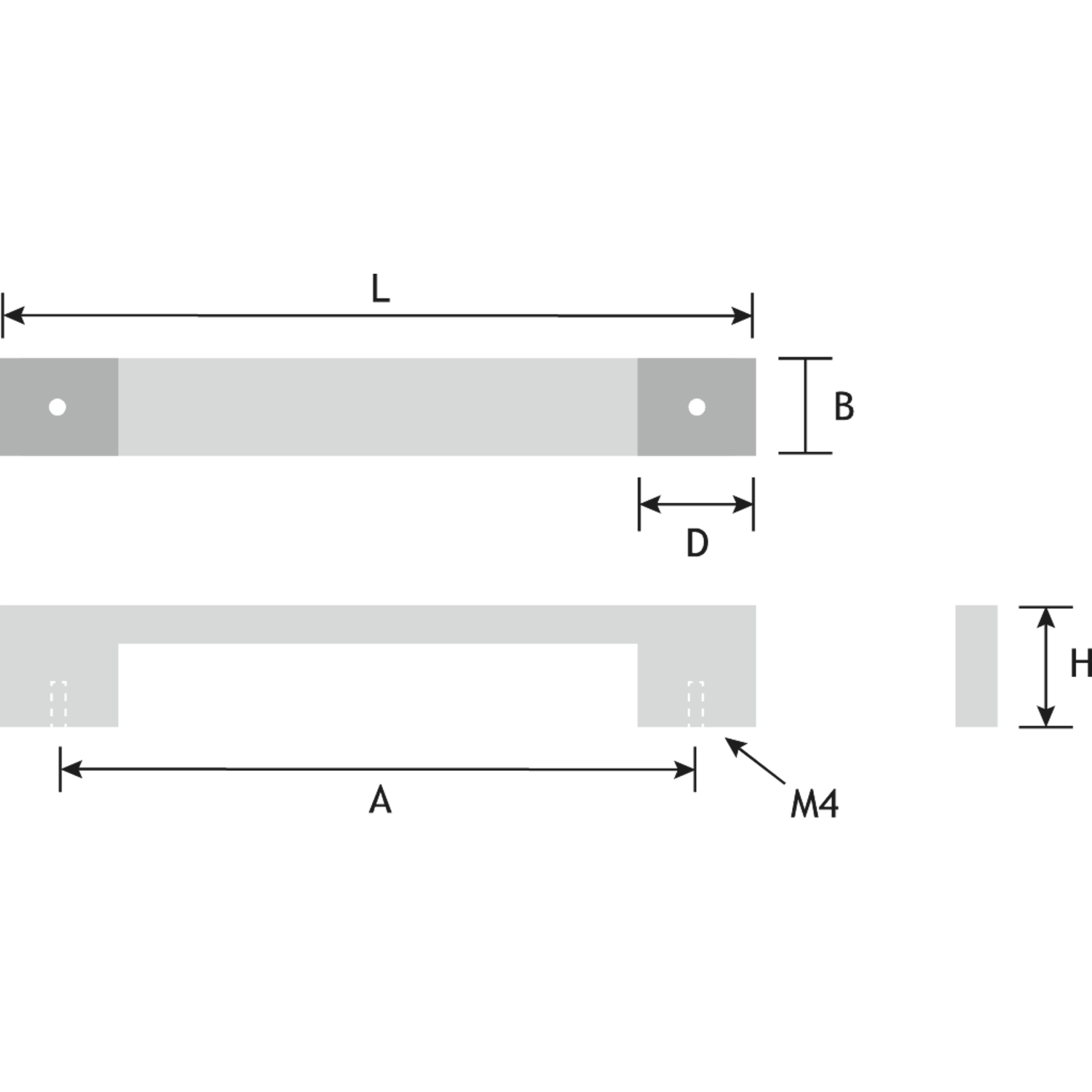 Greep kubus 160mm RVS look