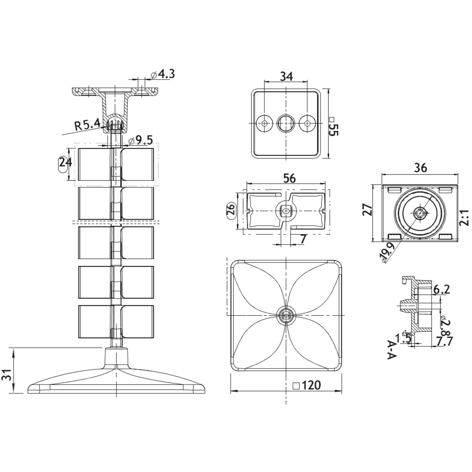 Flexit re kabelgeleiding 1285mm grijs