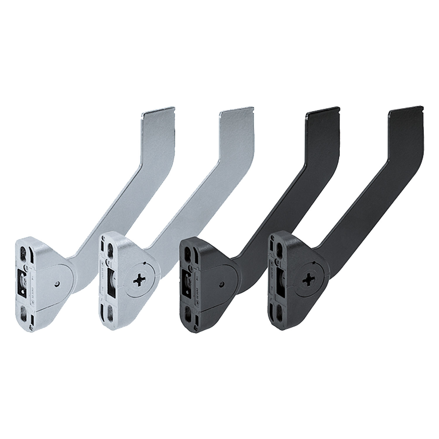 Instelbare frontsteun voor hangmapregisterframes, staal, zwart, links/rechts