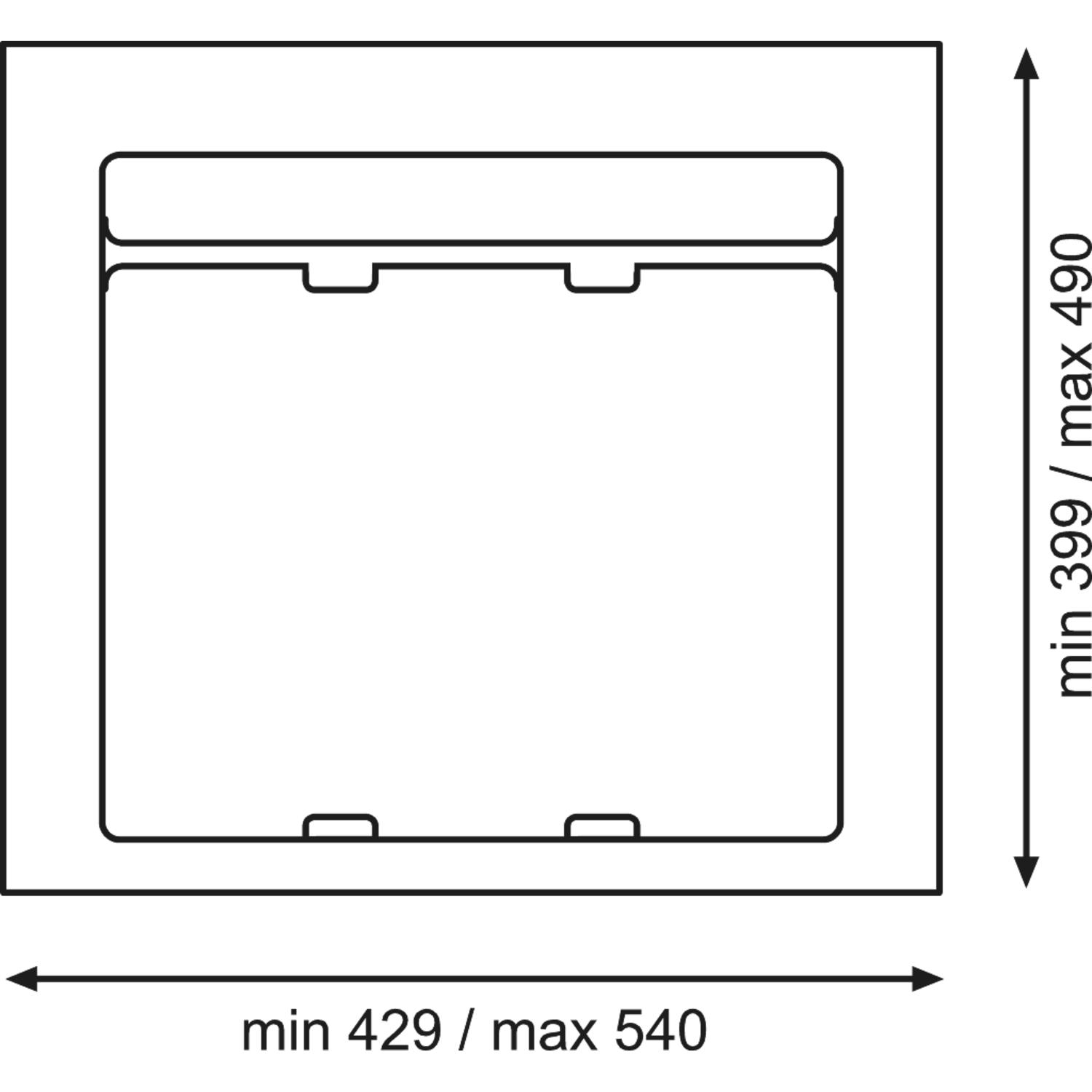 Ladeafvalsysteem 9xl line k.600mm h.207mm20 L + 20 L + 9 L oriongrijs