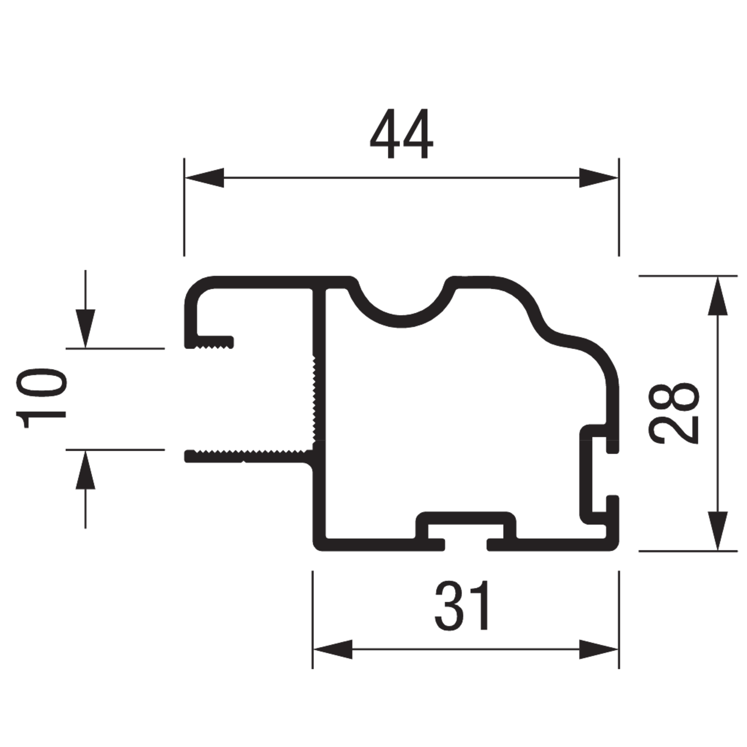 Vertikaal profiel TR10ML Terra 2.6m alu zilver