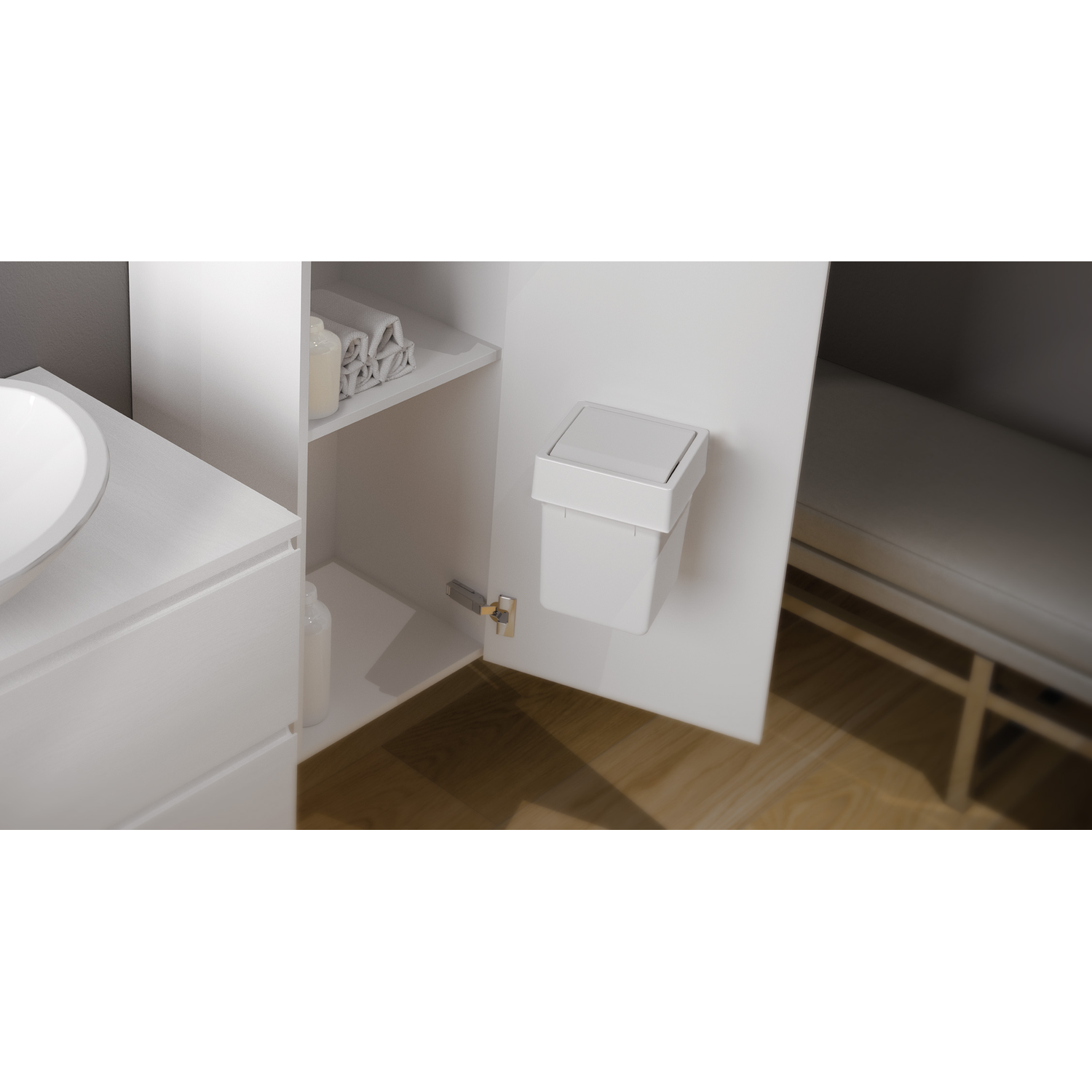 Atana afvalemmer badkamer 5 l wit deurmontage
