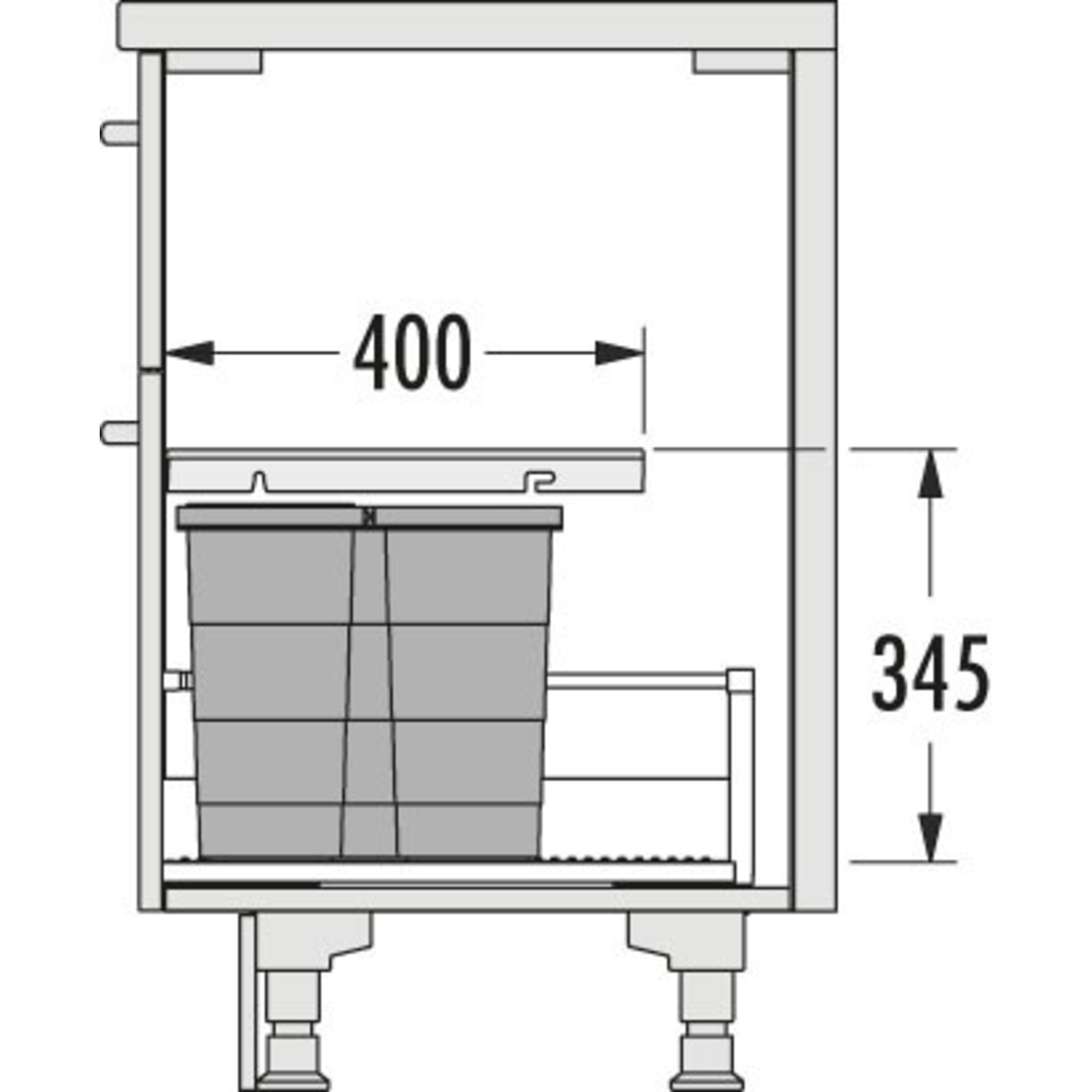 Hailo allegro k.60 cm h.295 mm 18+2x8l antraciet
