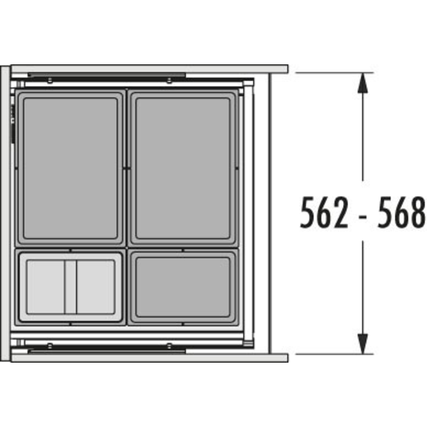 Hailo allegro k.60 cm h.295mm 2x18+2x8l antraciet