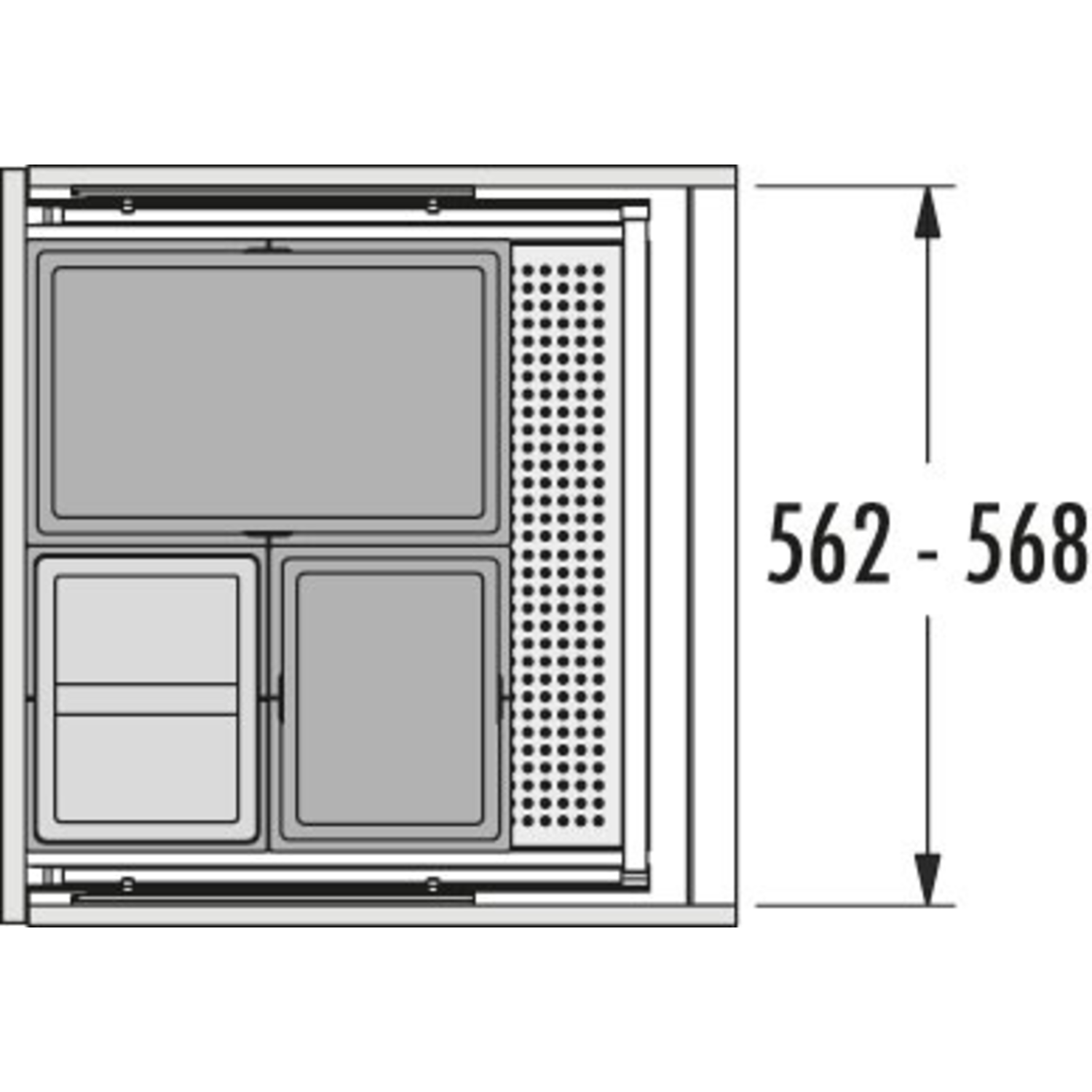 Hailo allegro k.60 cm h.380 mm 28+2x13l antraciet