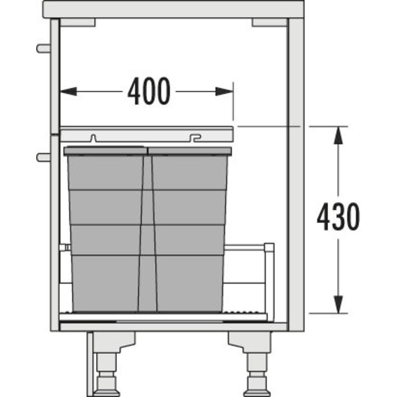 Hailo allegro k.60 cm h.380 mm 28+2x13l antraciet