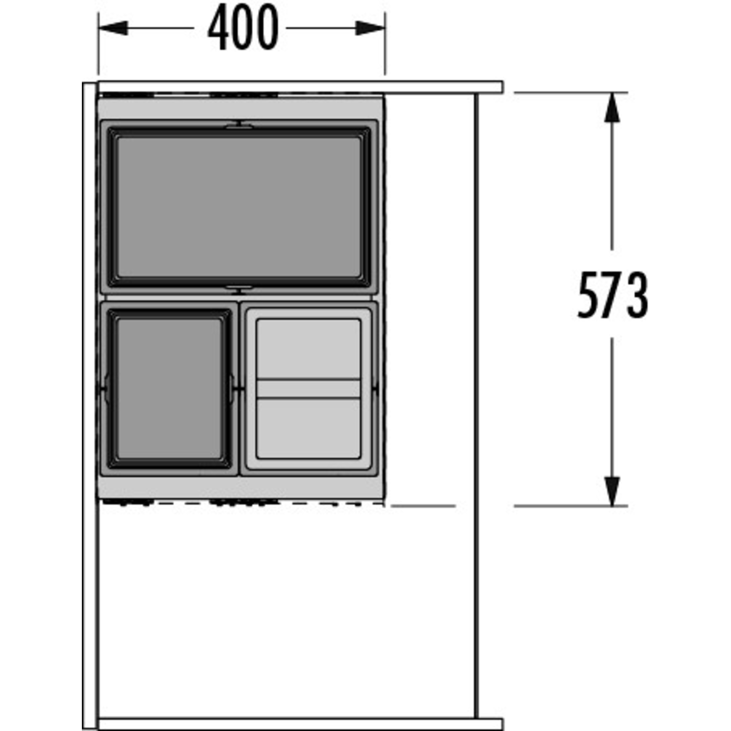 Hailo cargo aqua k.90cm 28 +2x13l antraciet SoftClose - volledig uittrekbaar