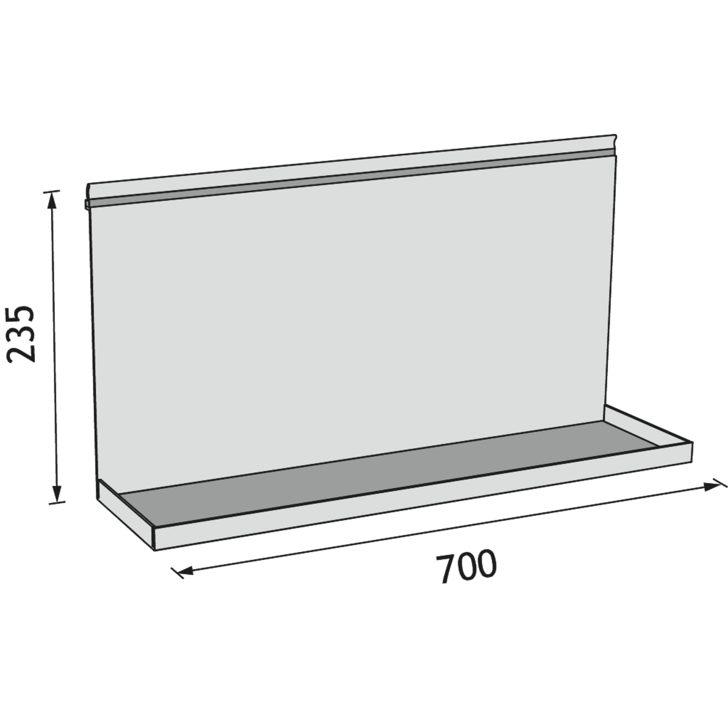 KOS-F HANGREK ZWART  235x700x121mm