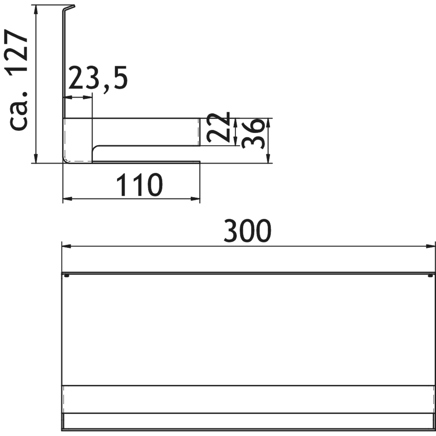 TransFORM keukerolhouder zwart 120x300x110mm