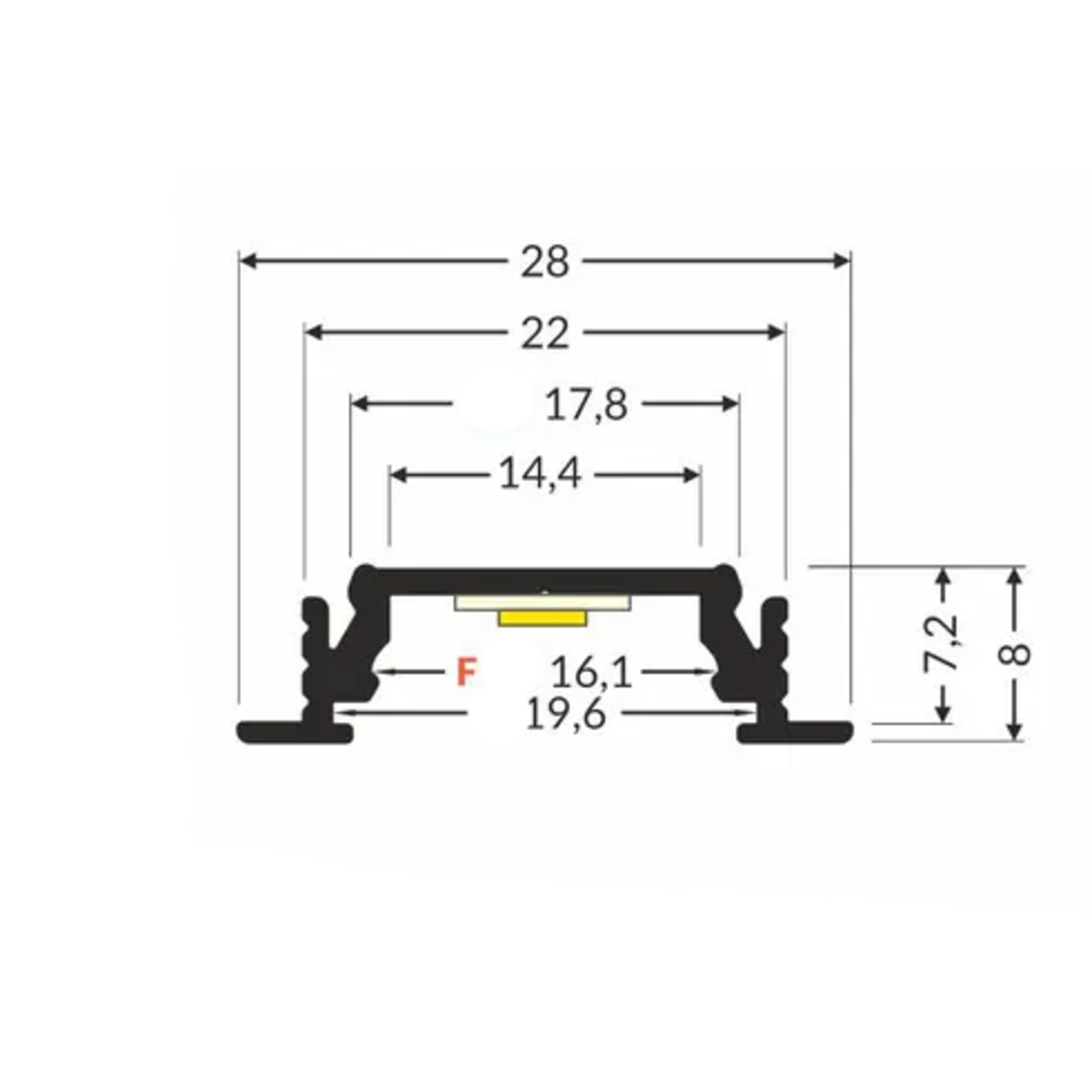 Led profiel Groove14 F 3000 geanodiseerd