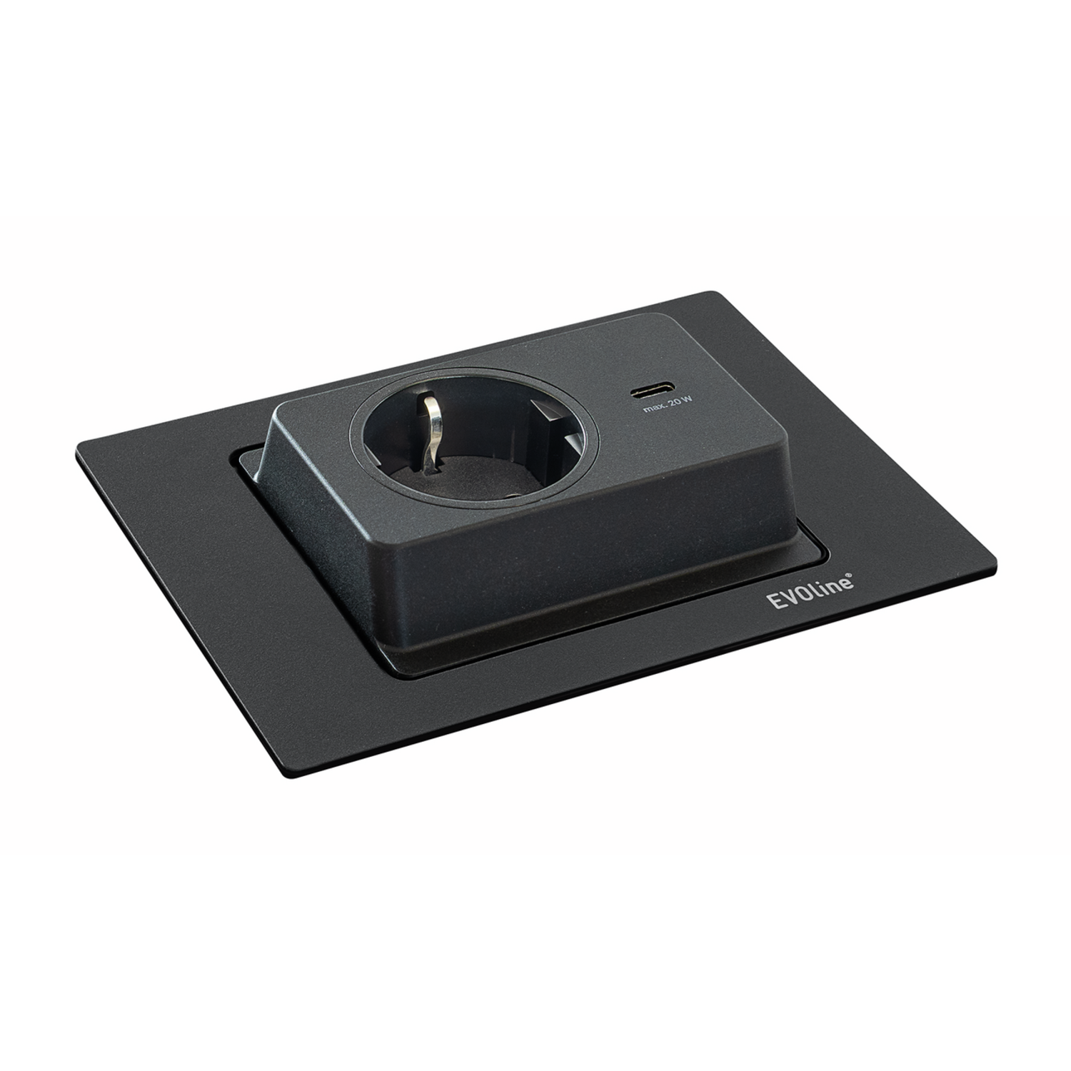 Spin zwart d-nl-l 1 stopcontact + 1 usb C
