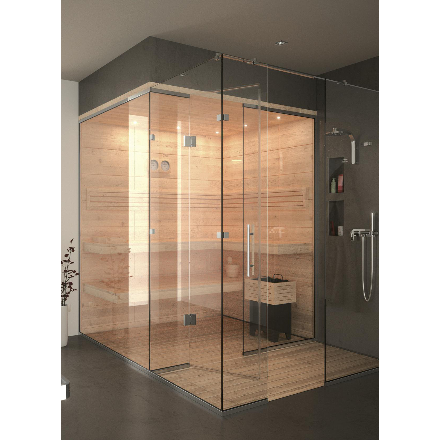 Verstelbare centrale scharnier wand/glas, voor 6/8 mm glas, B50 H80, chroom