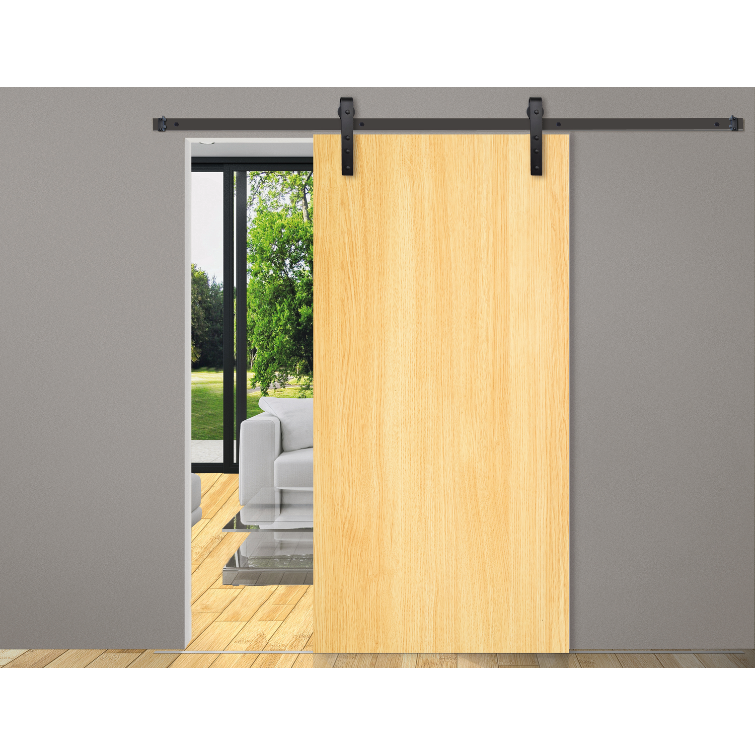 Casa schuifdeurset staal zwart 100kg l.2100mm voor deurbladbreedte 910-1000mm