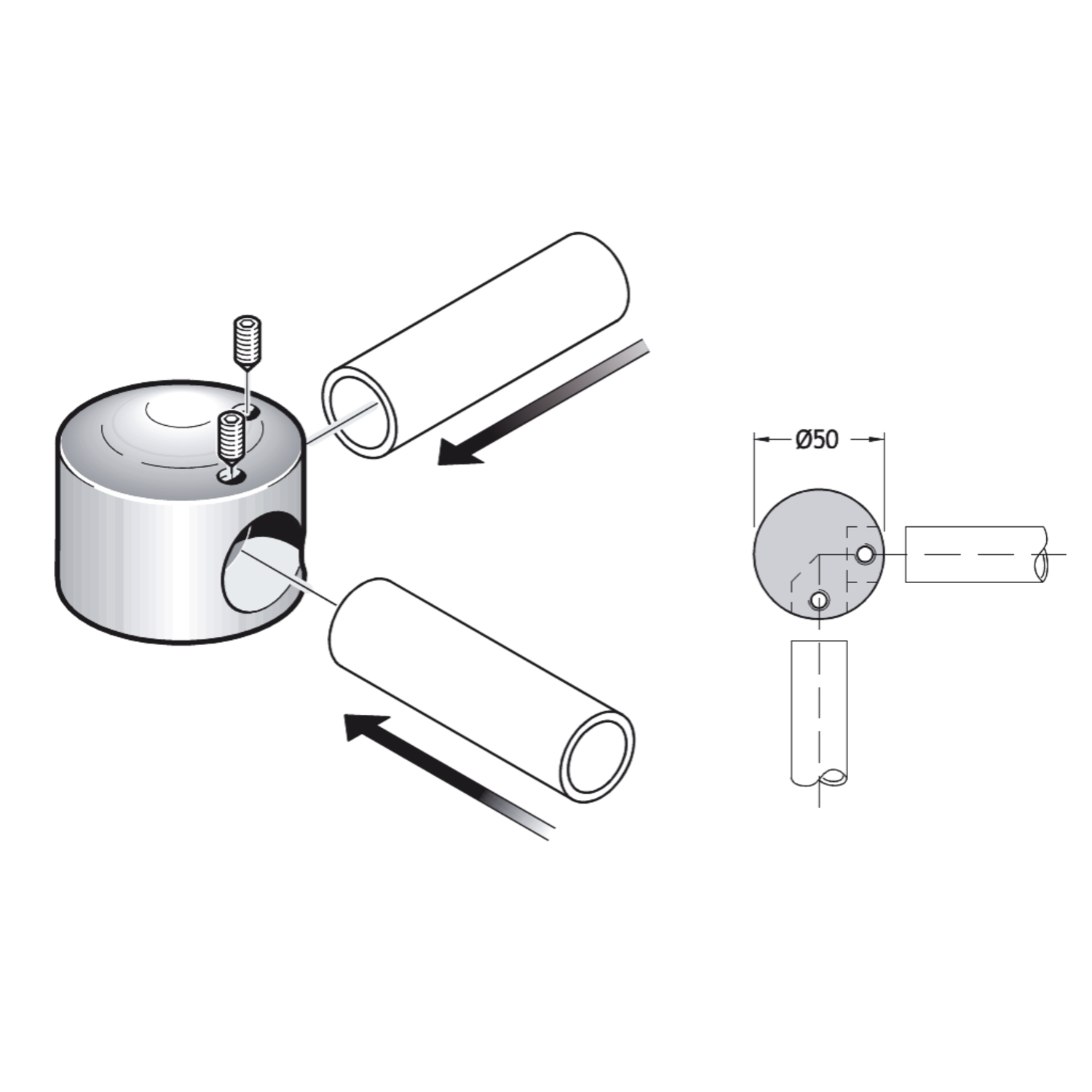 Pba 500-g rvs sat. verbinding 90° buizen 25mm