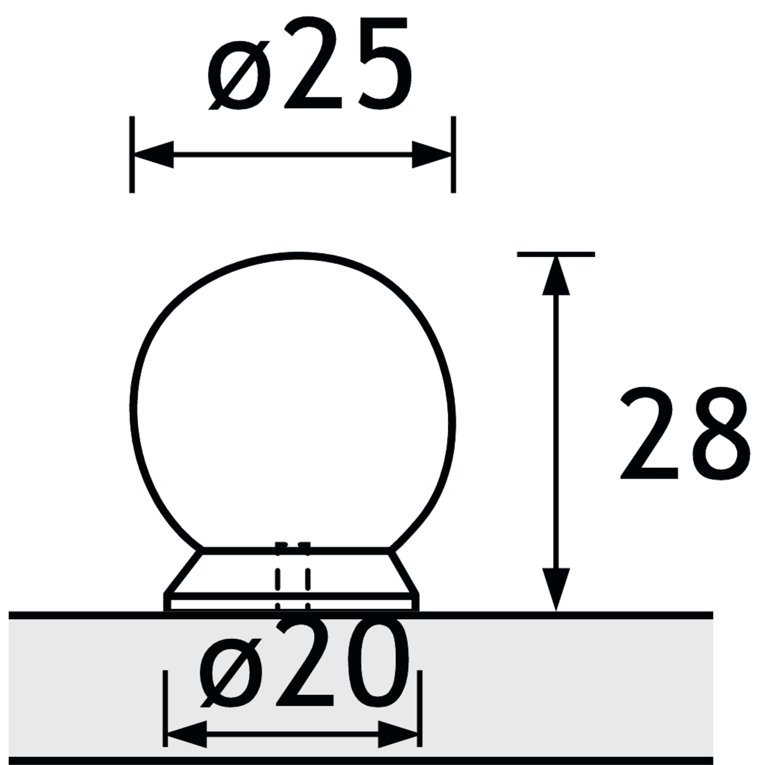 Knop Serbinum, H 28 mm, ø 25 mm, roestvrij staal geborsteld