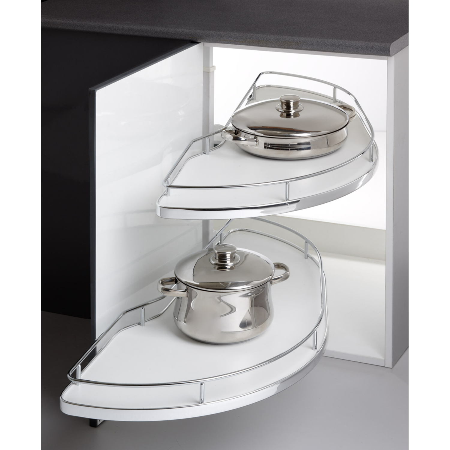 MC Line Dolphin 45cm links chroom/wit met dubbel dempingsysteem