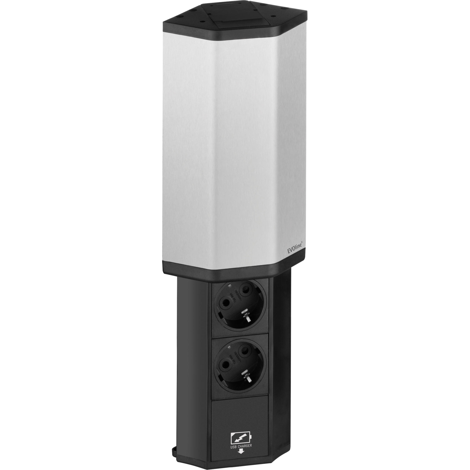 Evoline v-port inox nl-d-l - 2 stopcontacten + usb charger
