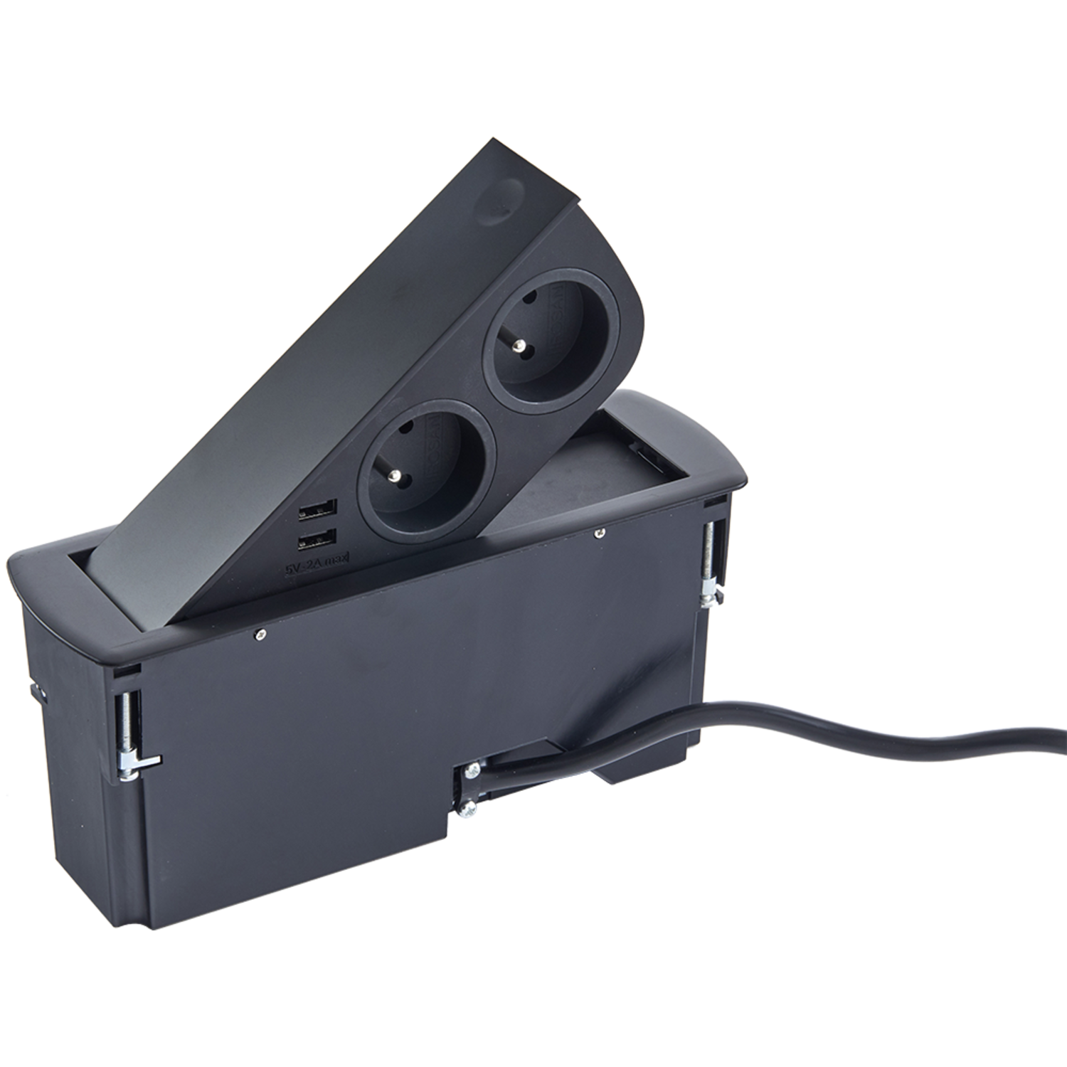 Cizo pop up fr-be 2x16a-2xusb 2a gunmetal