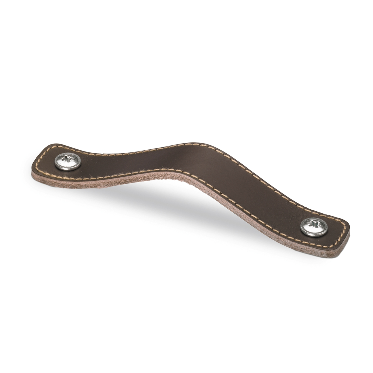 Greep Nica, boorafstand 128, L 158 mm, B 25 mm, H 3 mm, donkerbruin leer