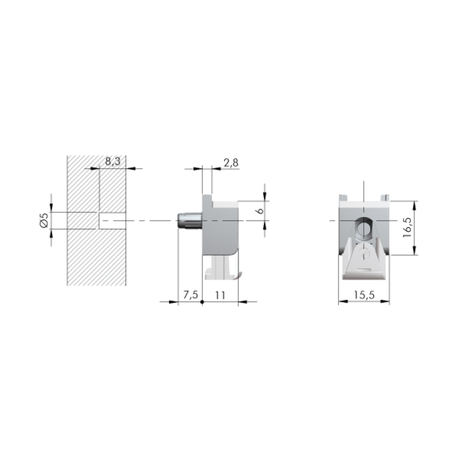 Schabdrager Kubic nikkel d.5mm voor glazentablet extra te bestellen : bovendeel 4024-519