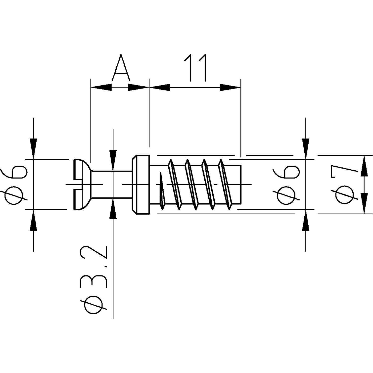 Eurodrevel staal 5mm kruis-draadlengte 11mm