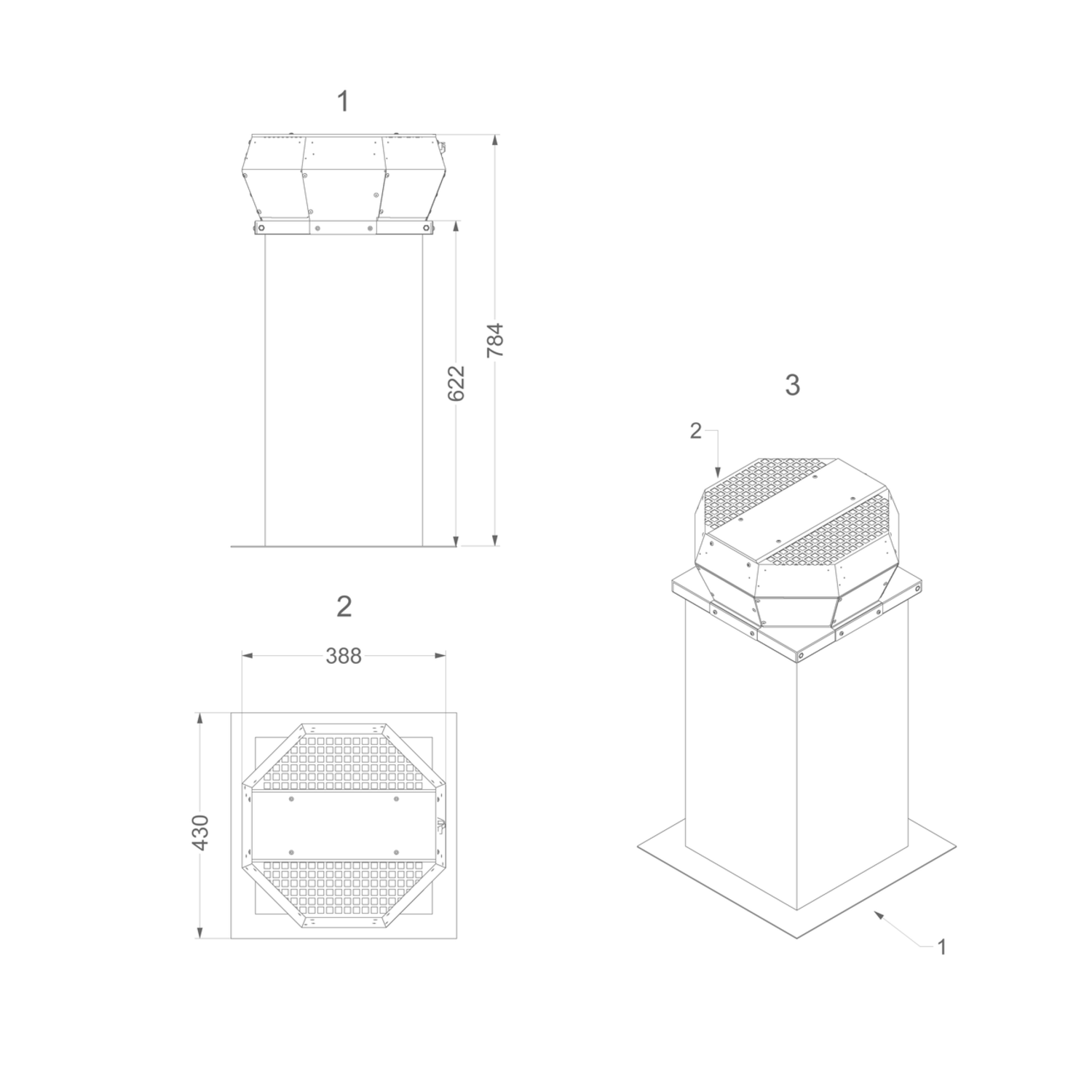 Novy platdakmotor 78,4 cm hoog met geluiddemper