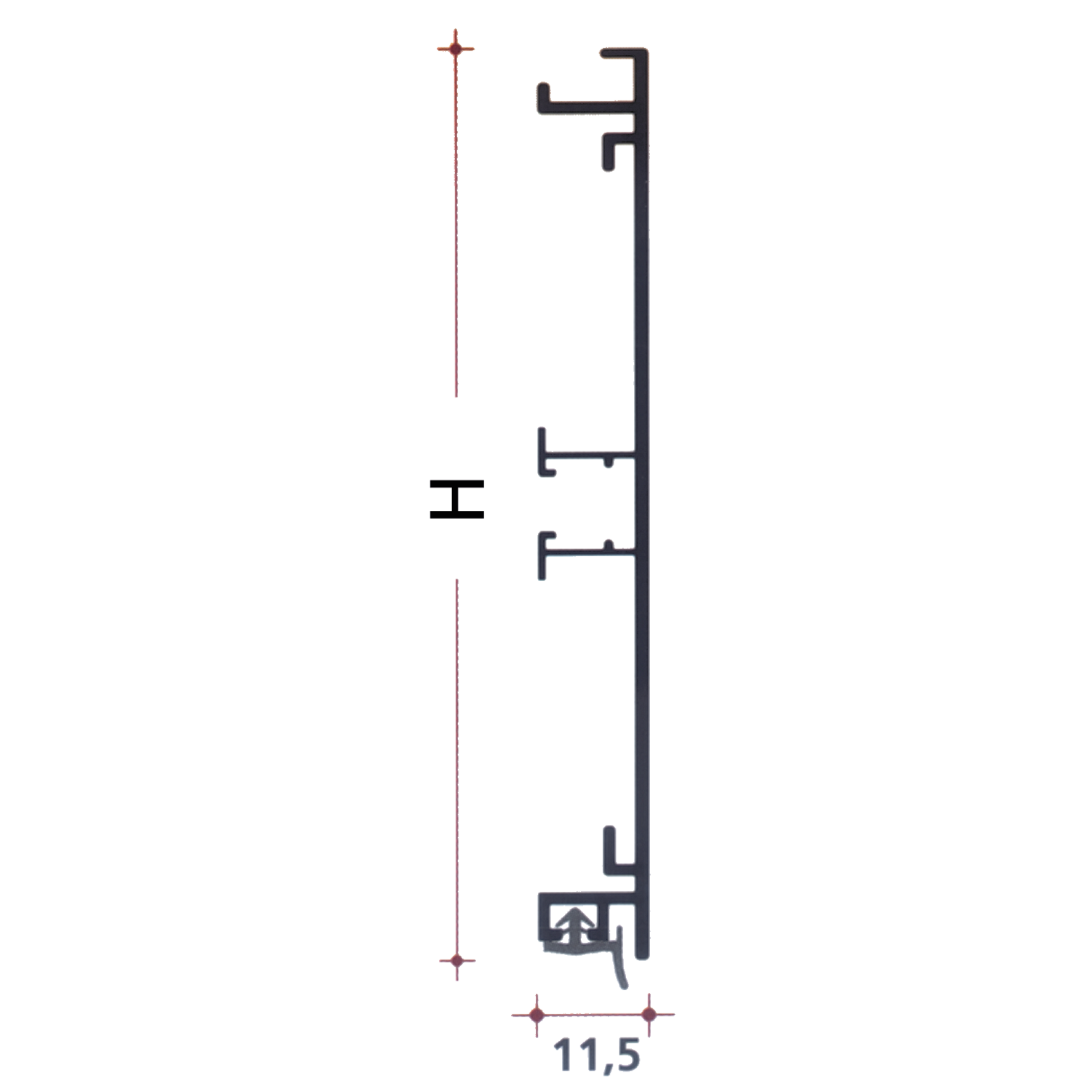 Plint 4072 rvs-look h.120mm l.4100mm