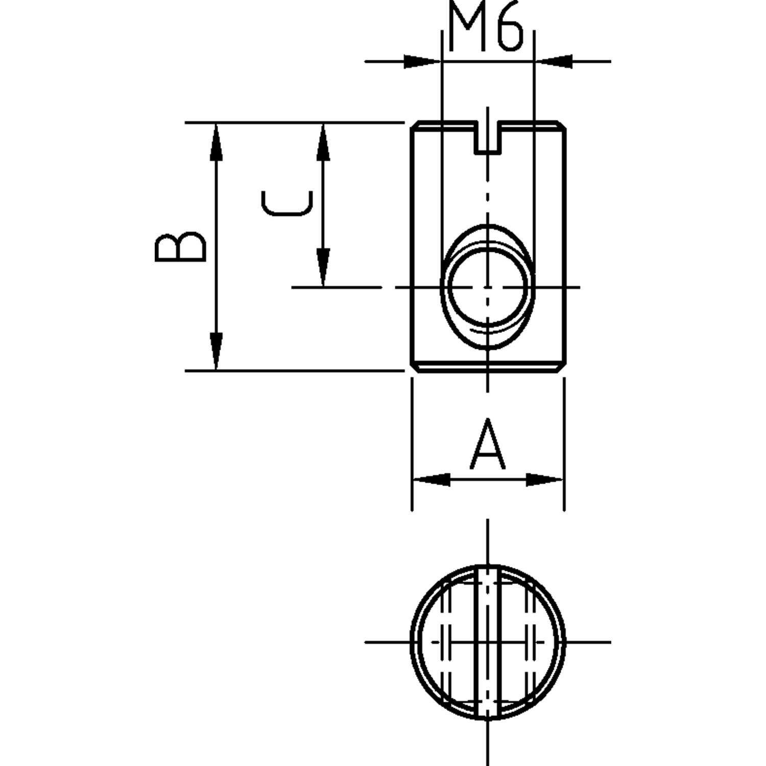Moeren M6-15.8x11x5.5mm rond zonder rand verzinkt