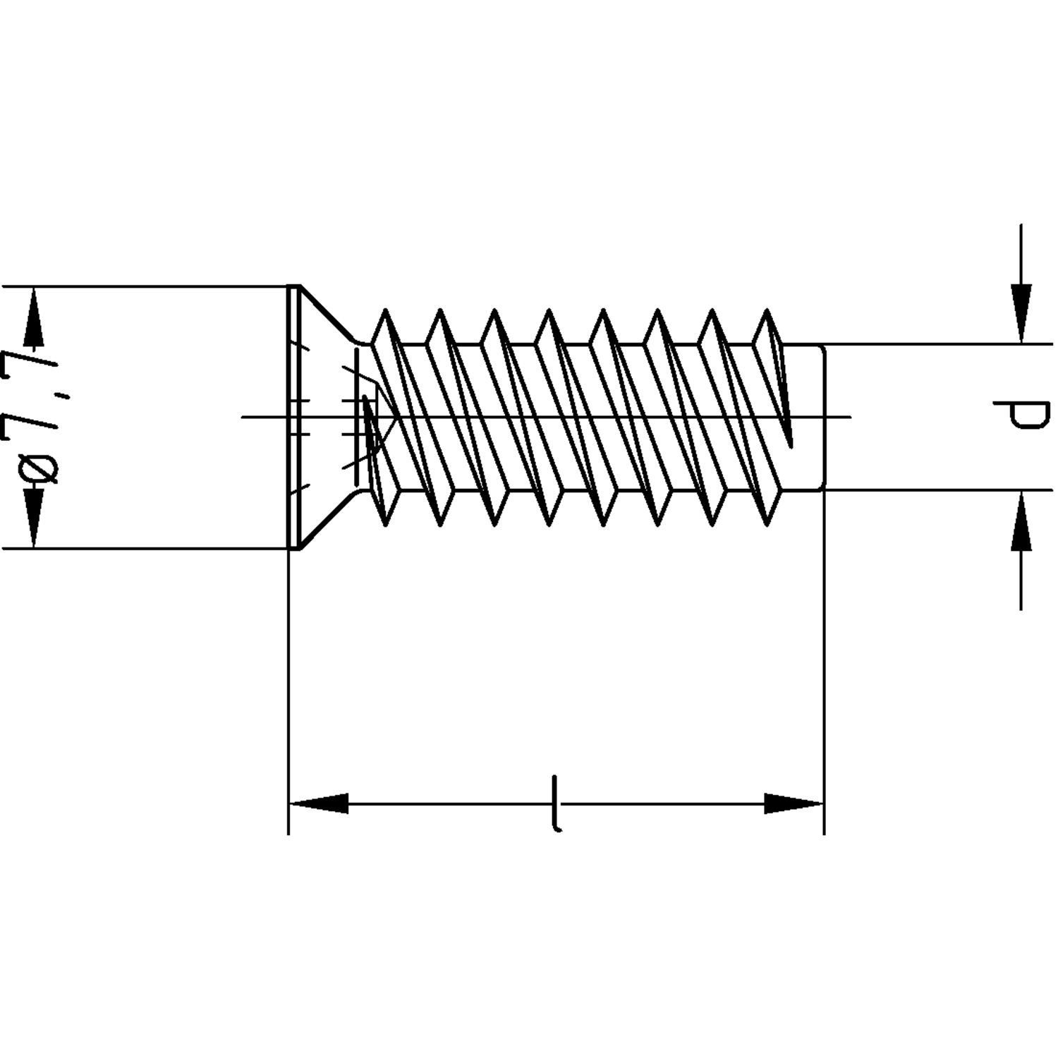 Euro schroef 6,3 x 15mm PK Pozidrive vernikkeld