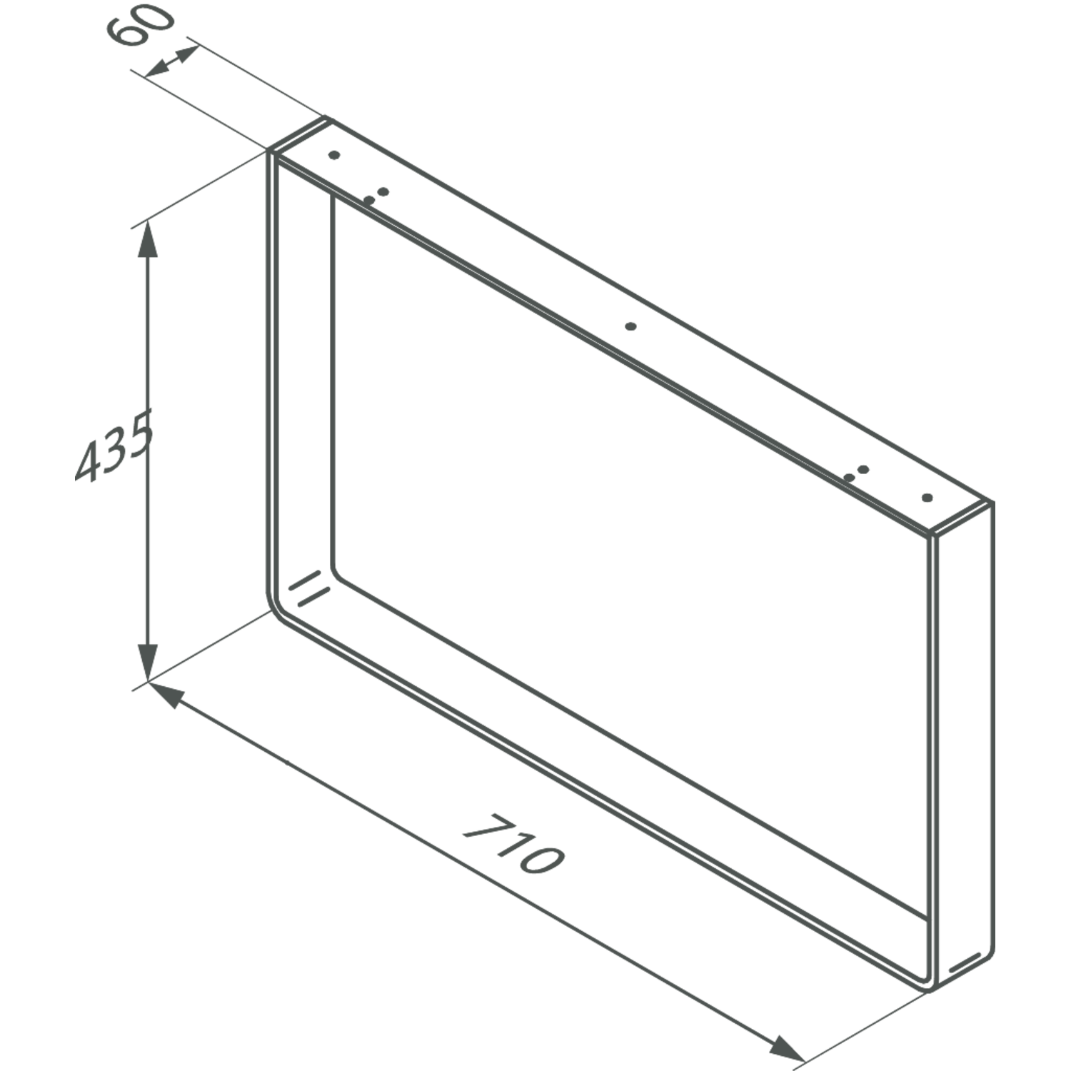 U-poot keukenonderst.chr.h=435mm/b=710mm