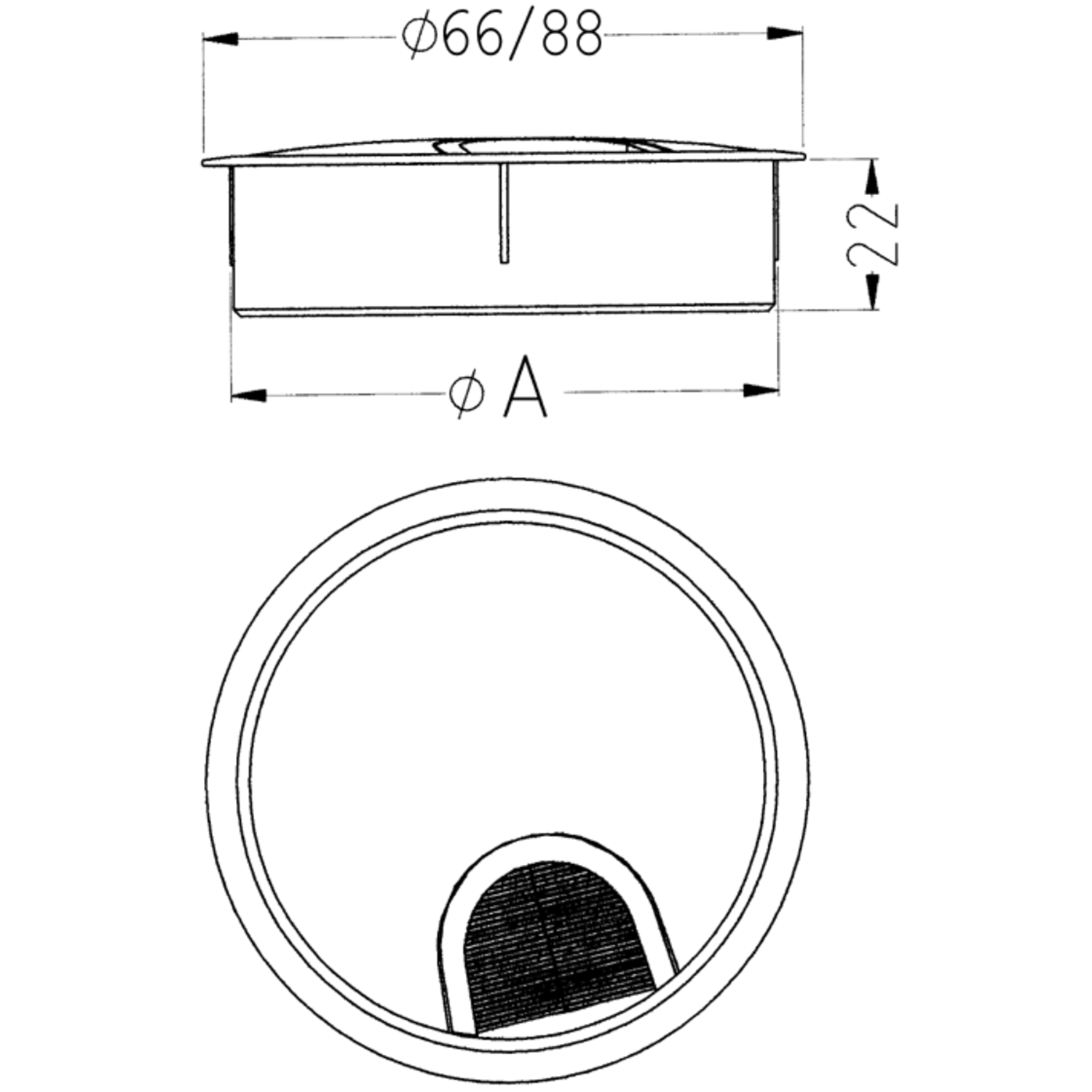 Kabeldoorvoer d.80mm metaal rvs-look