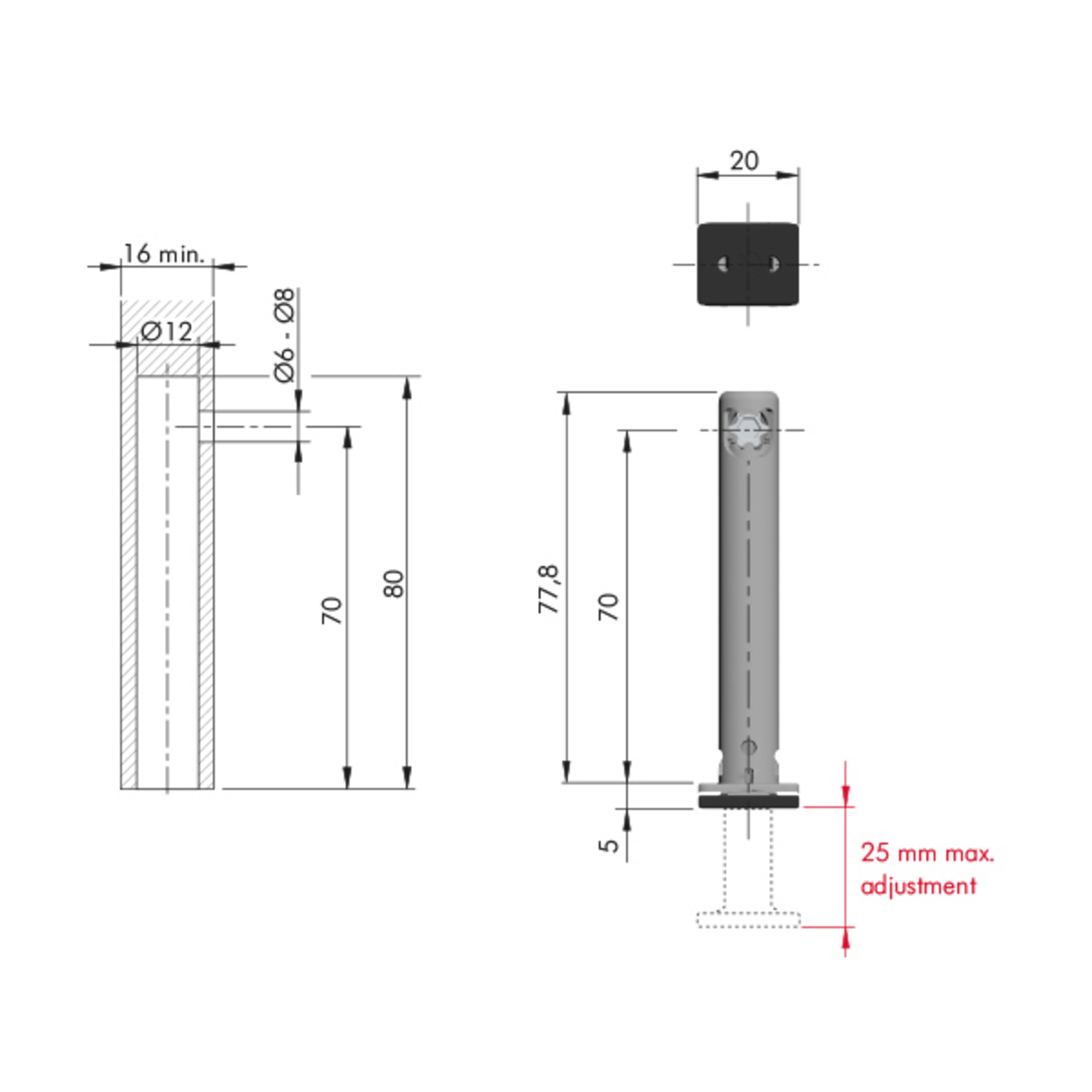 Sokkelversteller rekord tech dia12 cc70mm