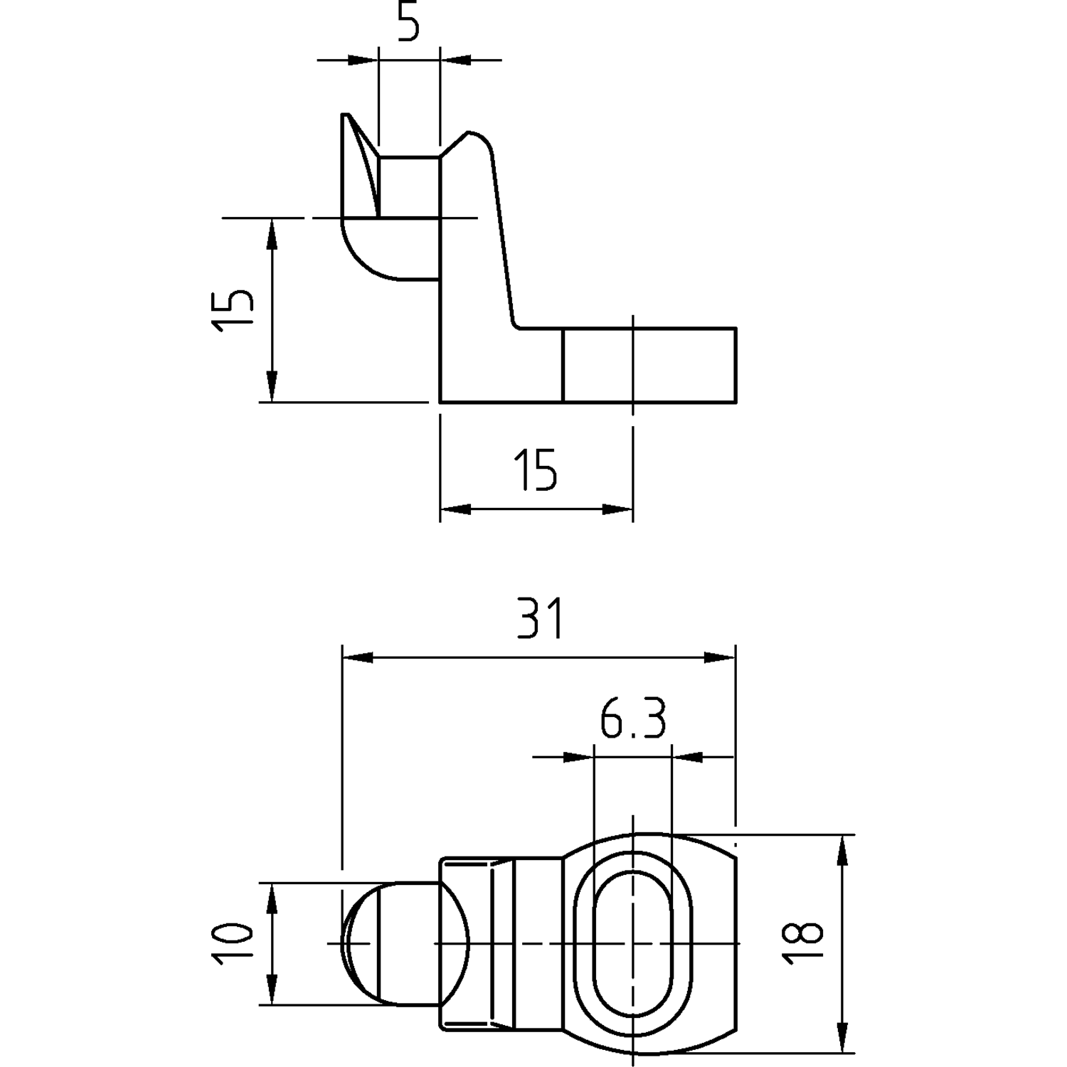 Achterwandverbinder RV 3, Spuitgietzink vernikkeld