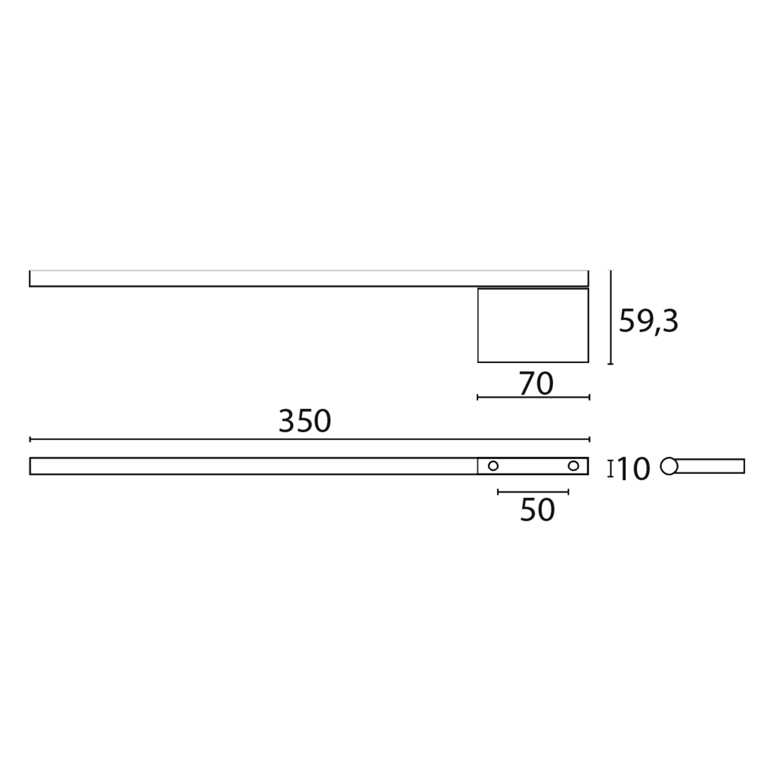 Handdoekdrager 7345  zwart 1-arm l350mm rond