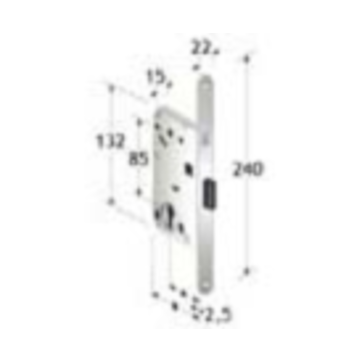 Xinnix magneetslot pz chroom mat 240x22 mm zonder tegenplaat