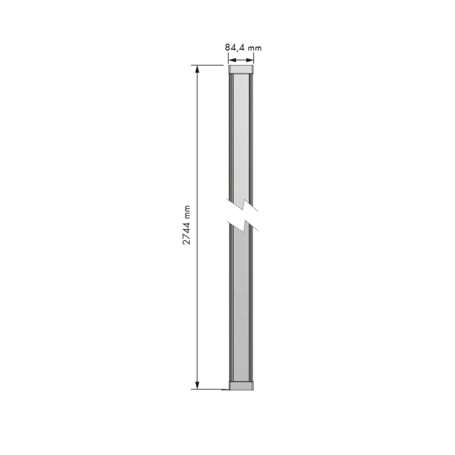 Structura profiel plafondbevestiging 2744mm zwart