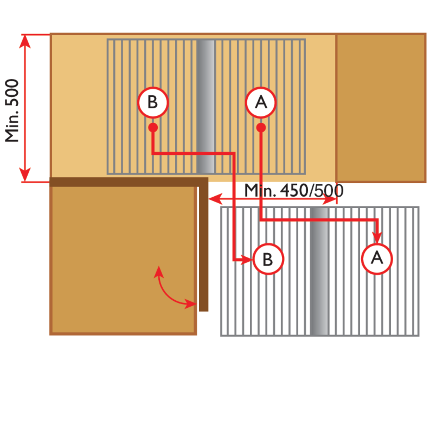 Rational corner Soft Close 500/550mm rechts chroom