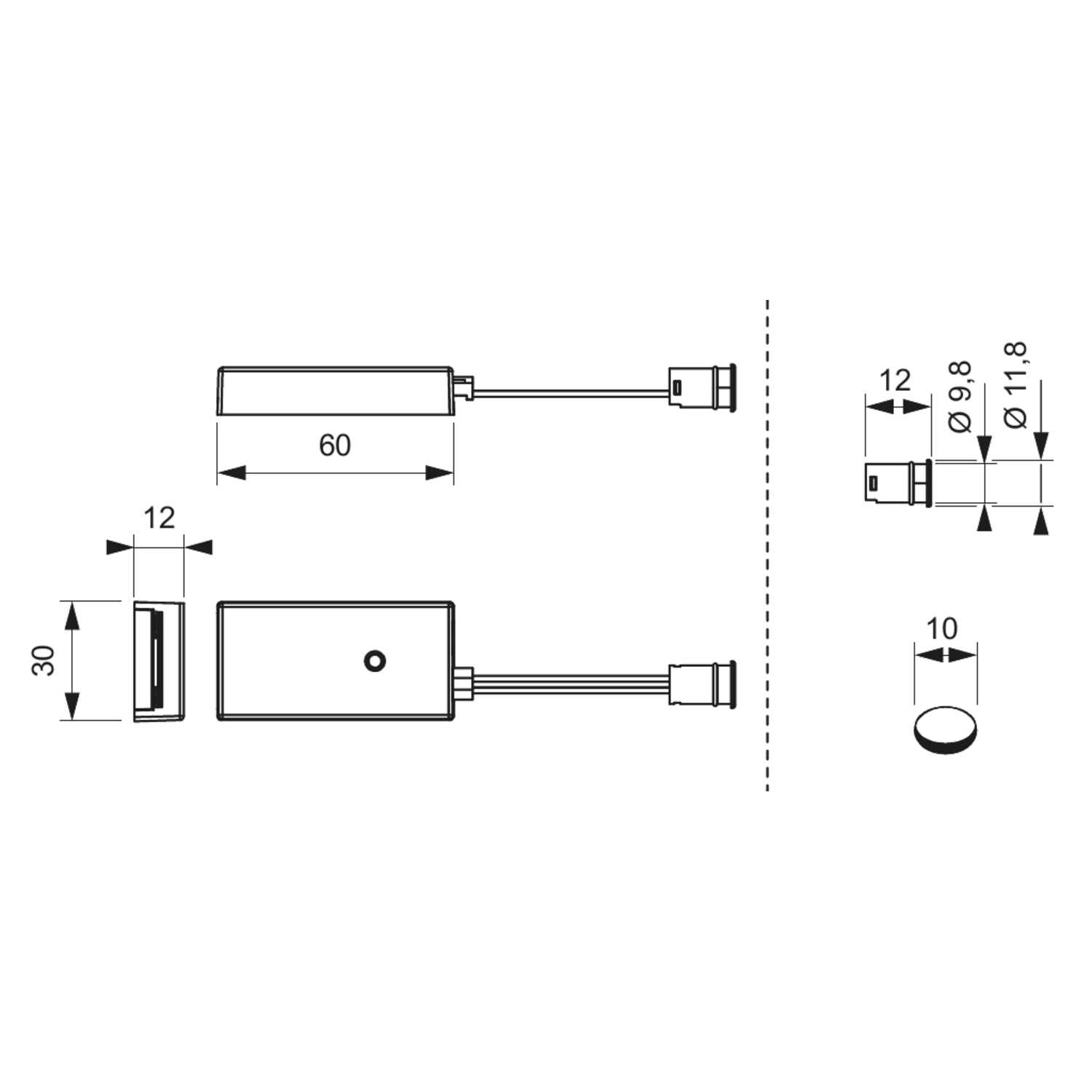 Led IR ontvanger + 1 sensor 12V max 36w