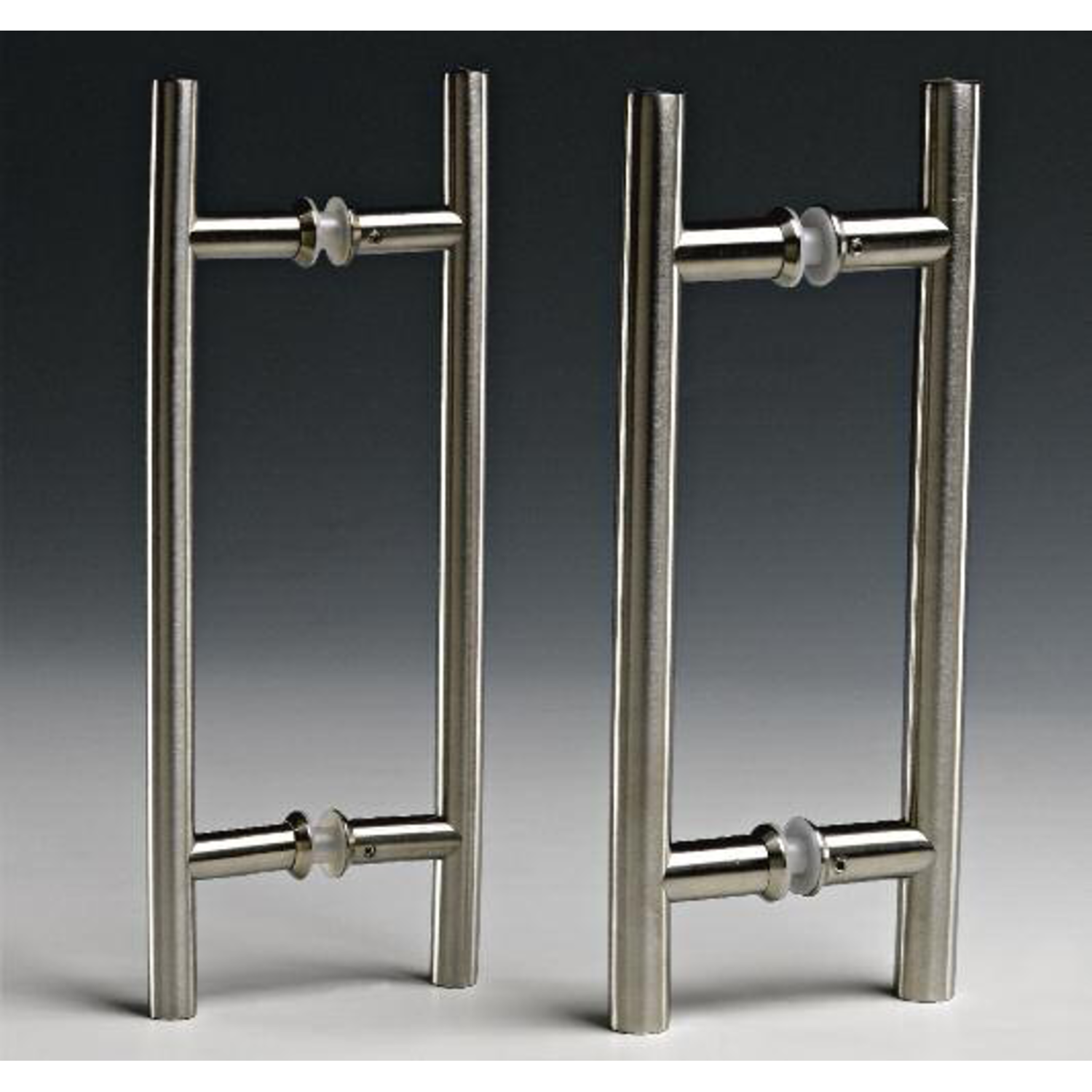 Paar ronde deurgrepen, voor 6/17.5 mm glas, B16 L300, glanzend rvs