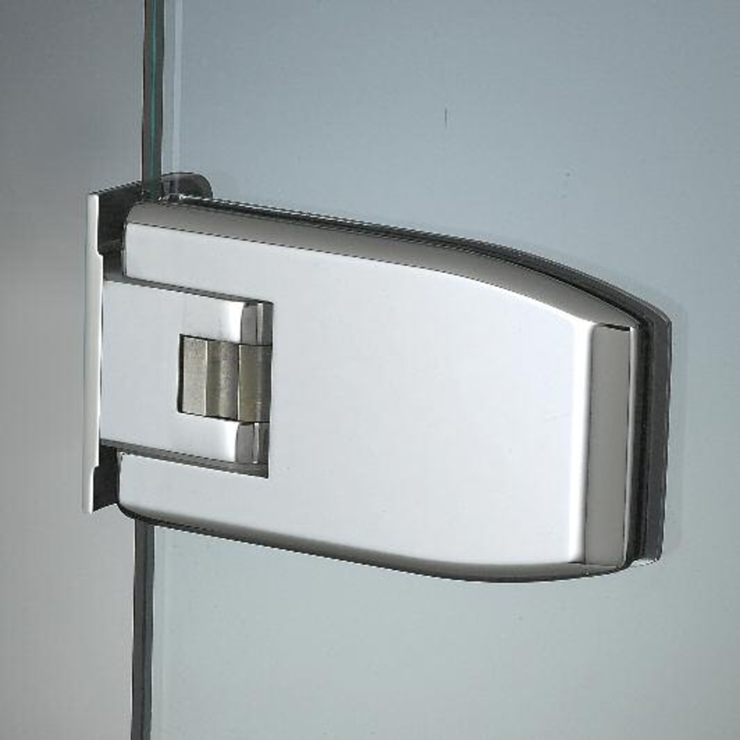 Verstelbare laterale scharnier wand/glas, voor 8/12 mm glas, B110 H60, geborsteld rvs effect