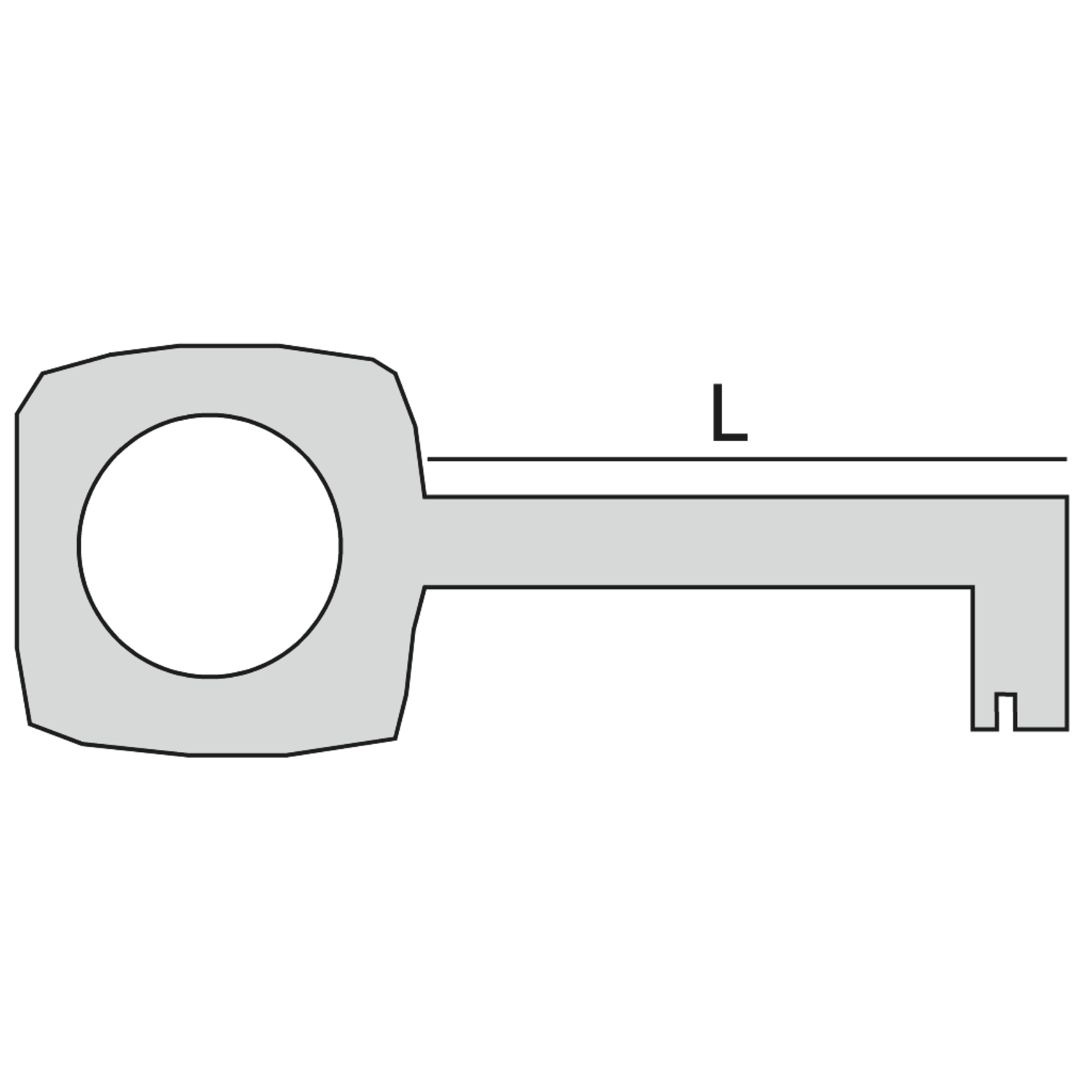 Sleutel 20 zamak 42mm vernikkeld