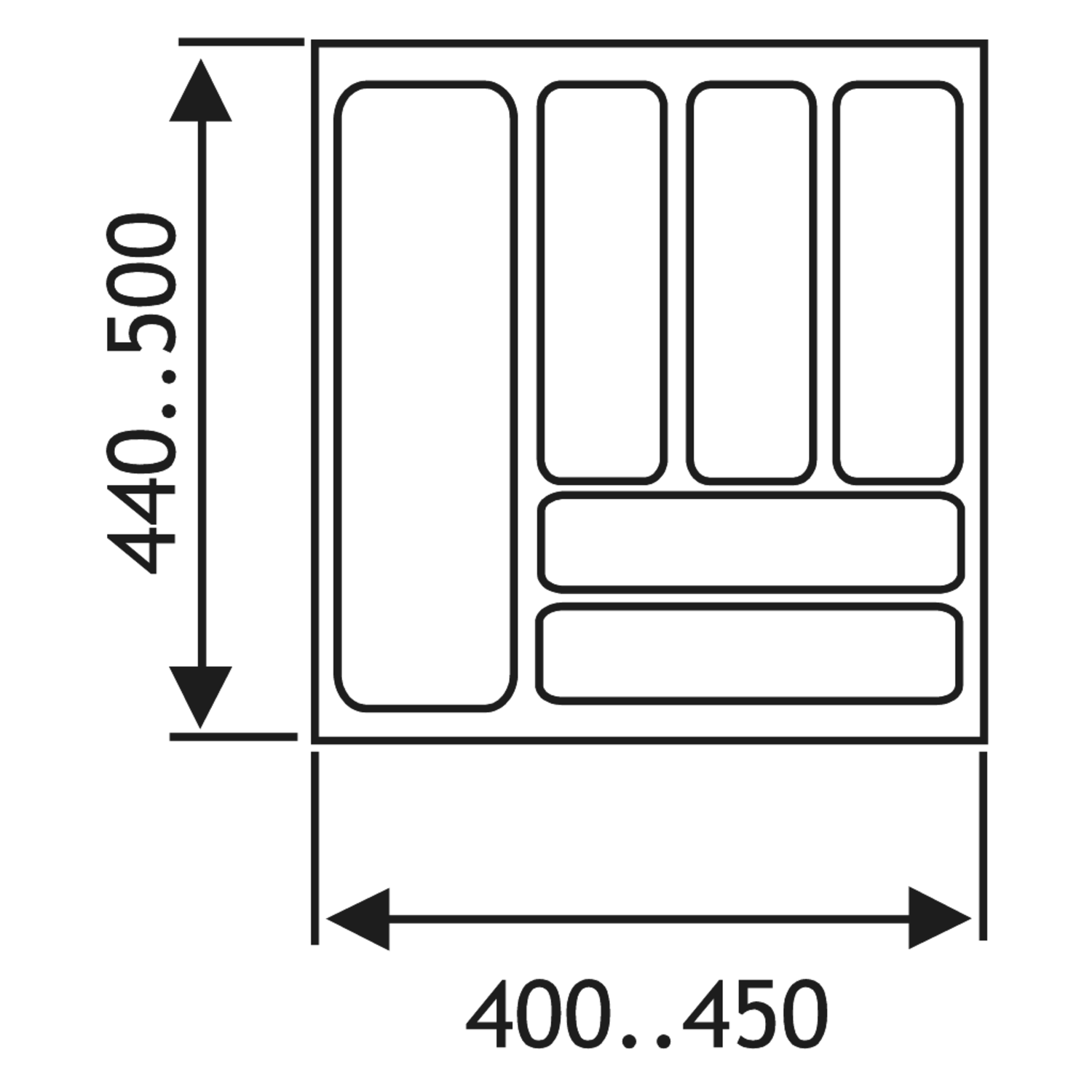 Inleglade k.50 cm alu grijs b401-450 d440-500 mm